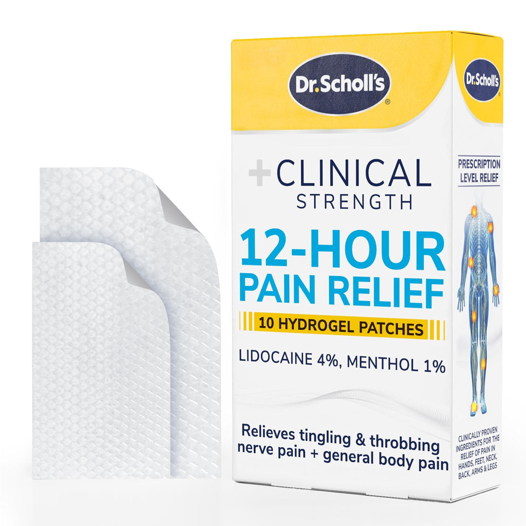 Dr. Scholl’s Clinical Strength 12-Hour Pain Relief Hydrogel Patches 10ct - 4% Lidocaine for Powerful Numbing, Instant Cooling Pain Relief with Menthol, Added Arnica, for Hands, Feet, Neck, Back & Legs - TrustMedUSA