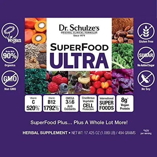 Dr. Schulze's SuperFood Ultra | Organic Super Food Powder | Vitamin B Complex and 520% - TrustMedUSA