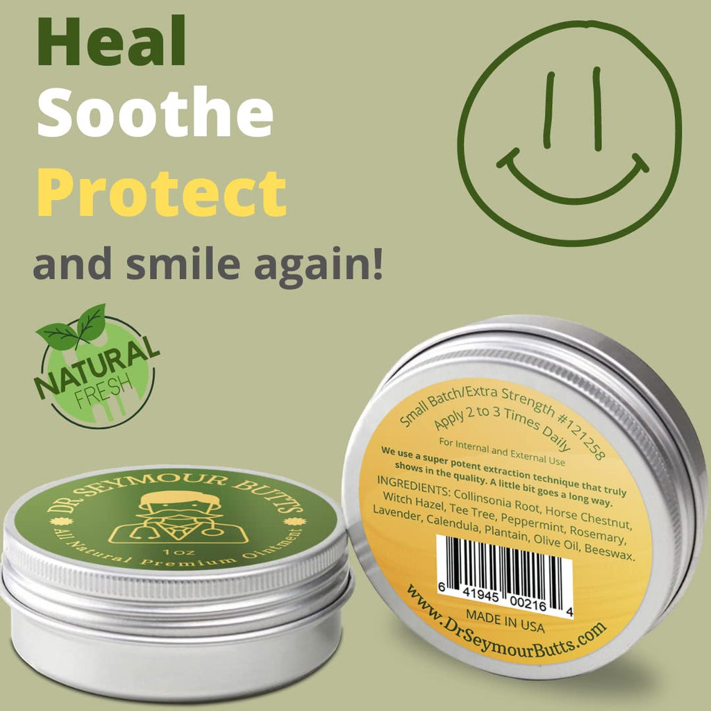 Dr. Seymour Butts All-Natural Hemorrhoid Care Cream – with 10 Botanicals Including Witch Hazel, Calendula & Horse Chestnut – Soothing Relief for Burning, Itching & Irritation. - TrustMedUSA