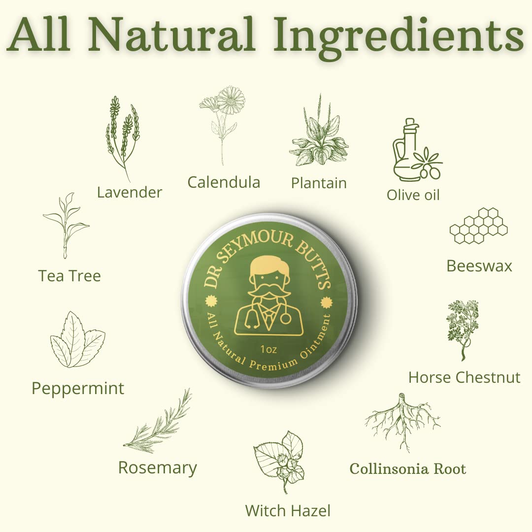 Dr. Seymour Butts All-Natural Hemorrhoid Care Cream – with 10 Botanicals Including Witch Hazel, Calendula & Horse Chestnut – Soothing Relief for Burning, Itching & Irritation. - TrustMedUSA