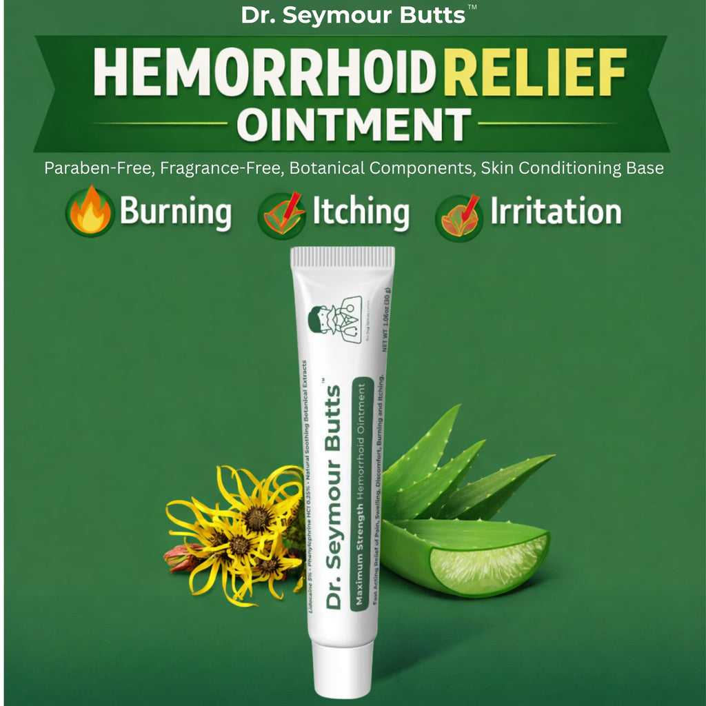 Dr. Seymour Butts Hemorrhoid Ointment – Lidocaine 5% Pain Relief for Burning, Itching & Irritation | External Hemorrhoid Care with Witch Hazel, Aloe & Botanical Support - TrustMedUSA