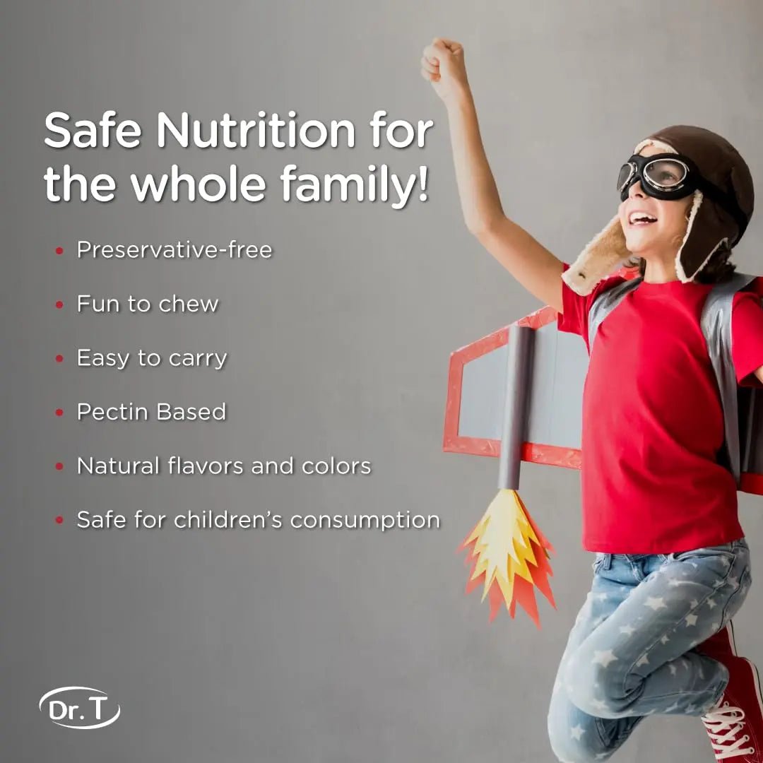 Dr. T Kids Multivitamin Gummies – Daily Vitamins for Kids Ages 2+, with A, C, D, E, B & Folic Acid – Supports Bone Strength, Immunity & Overall Health - TrustMedUSA