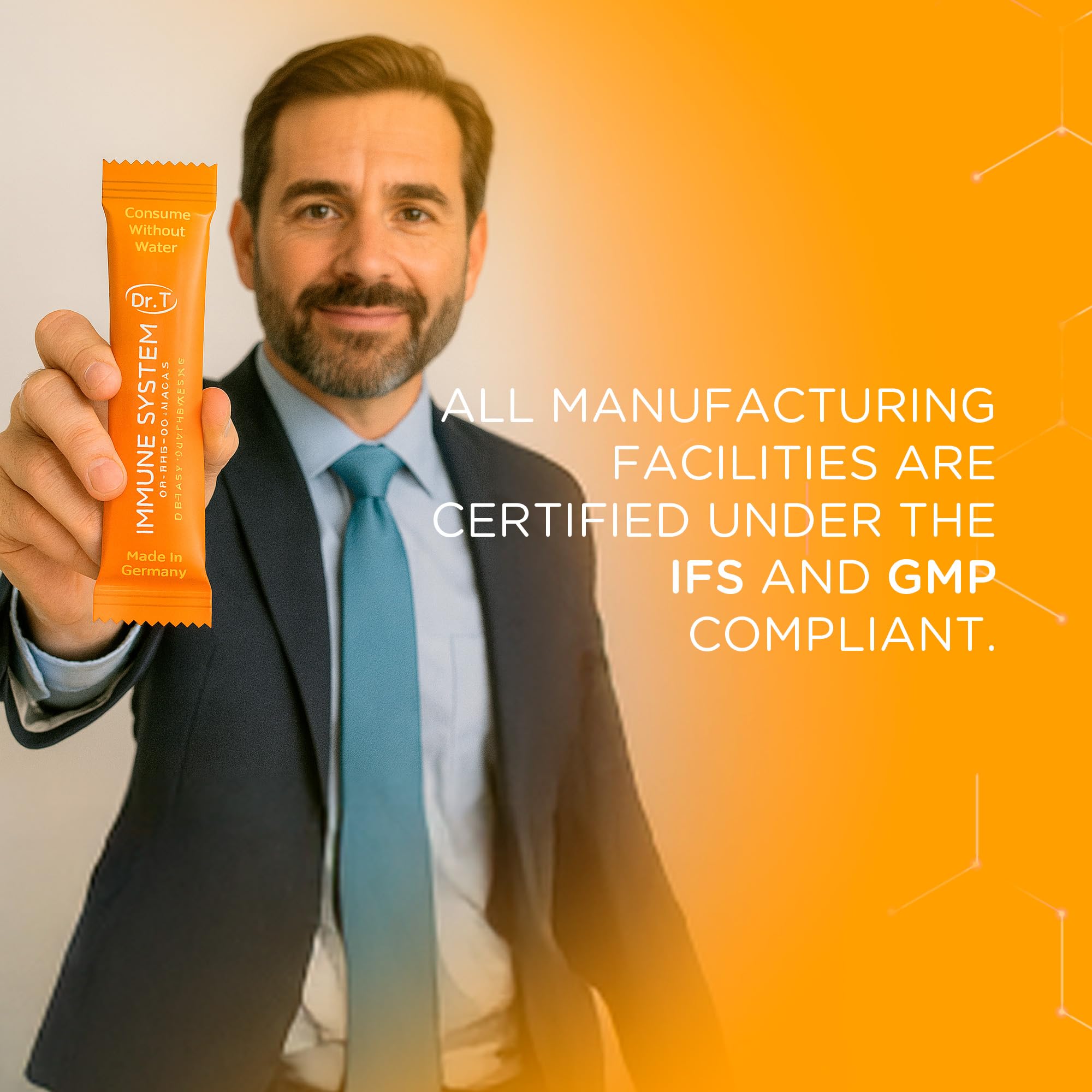 Dr. T On-the-go Packs – Immune System Formula – No Water Needed, Direct-to-Mouth – with Vitamins C, E, Zinc & Selenium – Supports Daily Wellness, Vitality & Overall Health – Orange, 30 Packs - TrustMedUSA