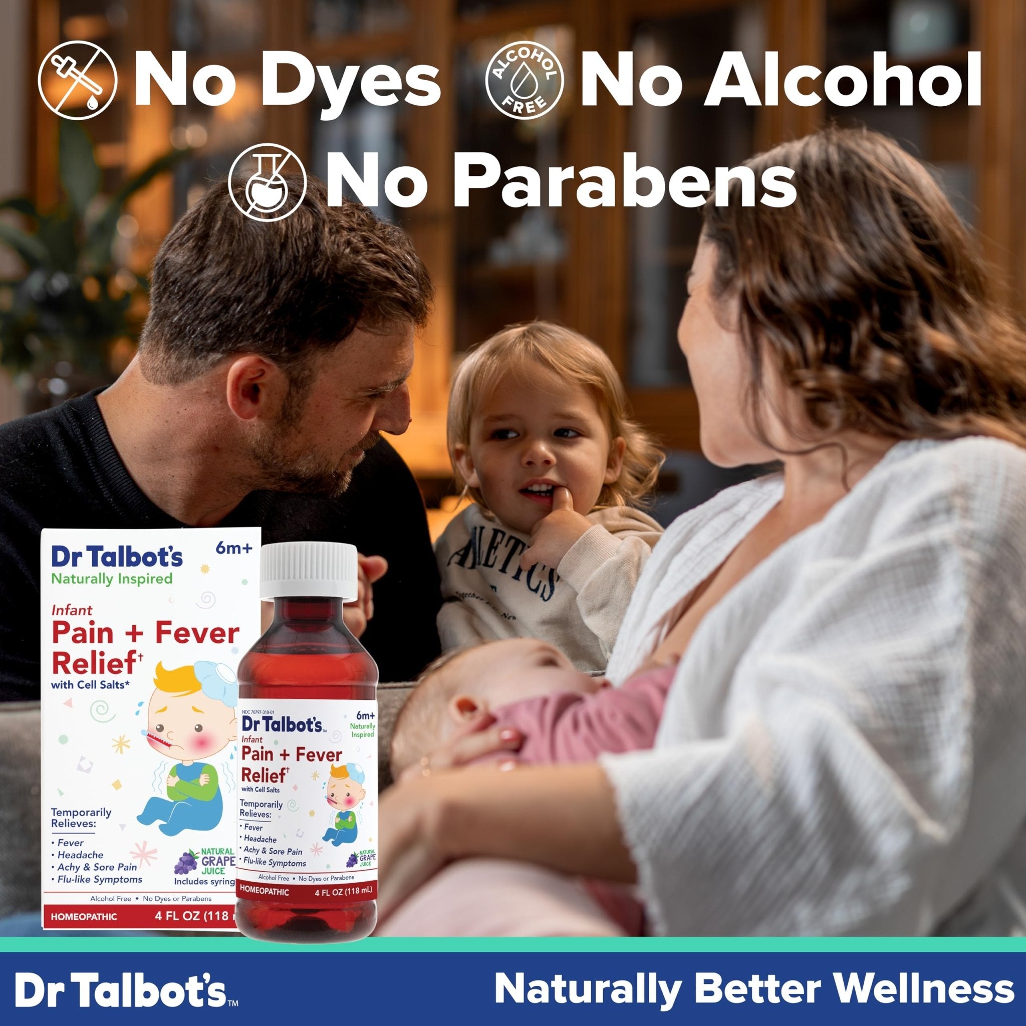 Dr. Talbot's Infant Pain and Fever Relief Liquid Medicine - 4 fl oz - 6+ Months - Grape Juice Flavor - No Alcohol, Dyes, or Parabens - Baby Essentials - TrustMedUSA