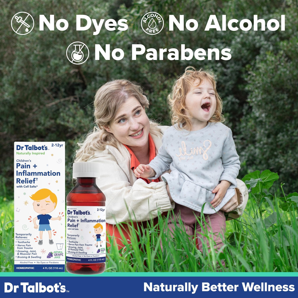 Dr. Talbot's Pain + Inflammation Relief Liquid Medicine for Children, Includes Dosage Cup, Grape Juice Flavor, 4 Fl Oz (Packaging May Vary) - TrustMedUSA