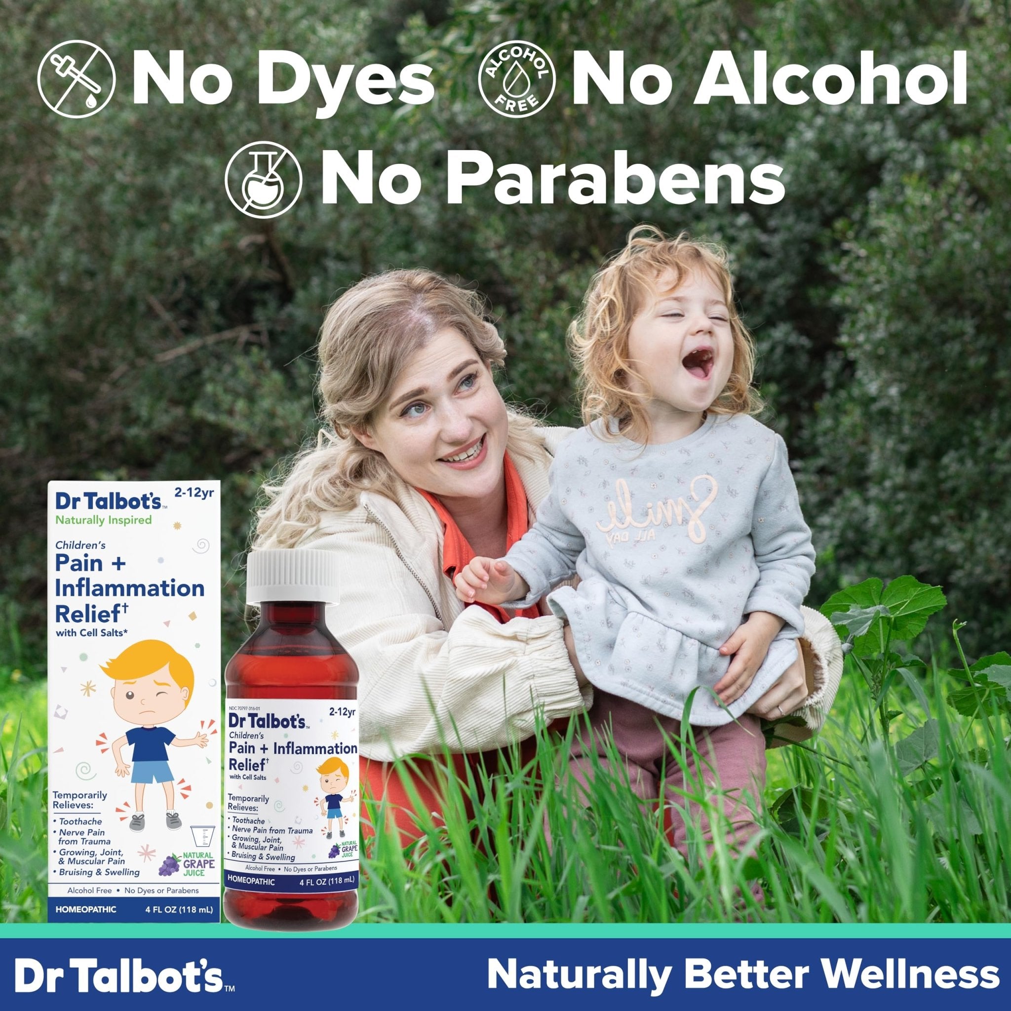 Dr. Talbot's Pain + Inflammation Relief Liquid Medicine for Children, Includes Dosage Cup, Grape Juice Flavor, 4 Fl Oz (Packaging May Vary) - TrustMedUSA