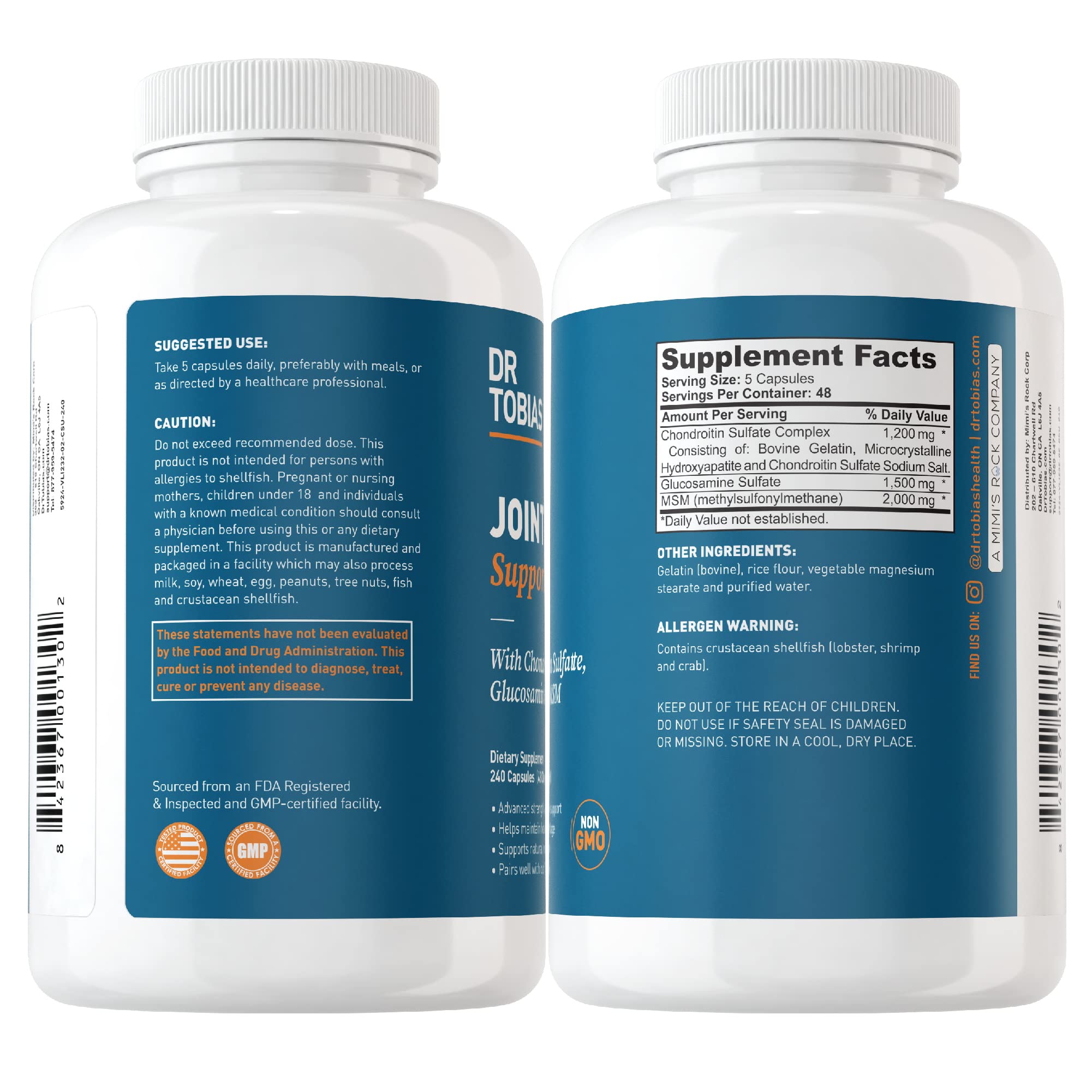 Dr. Tobias AKG Supplement & Joint Support Supplement - Supports Energy, Muscles, Cartilage & Joint Health, Non-GMO - TrustMedUSA
