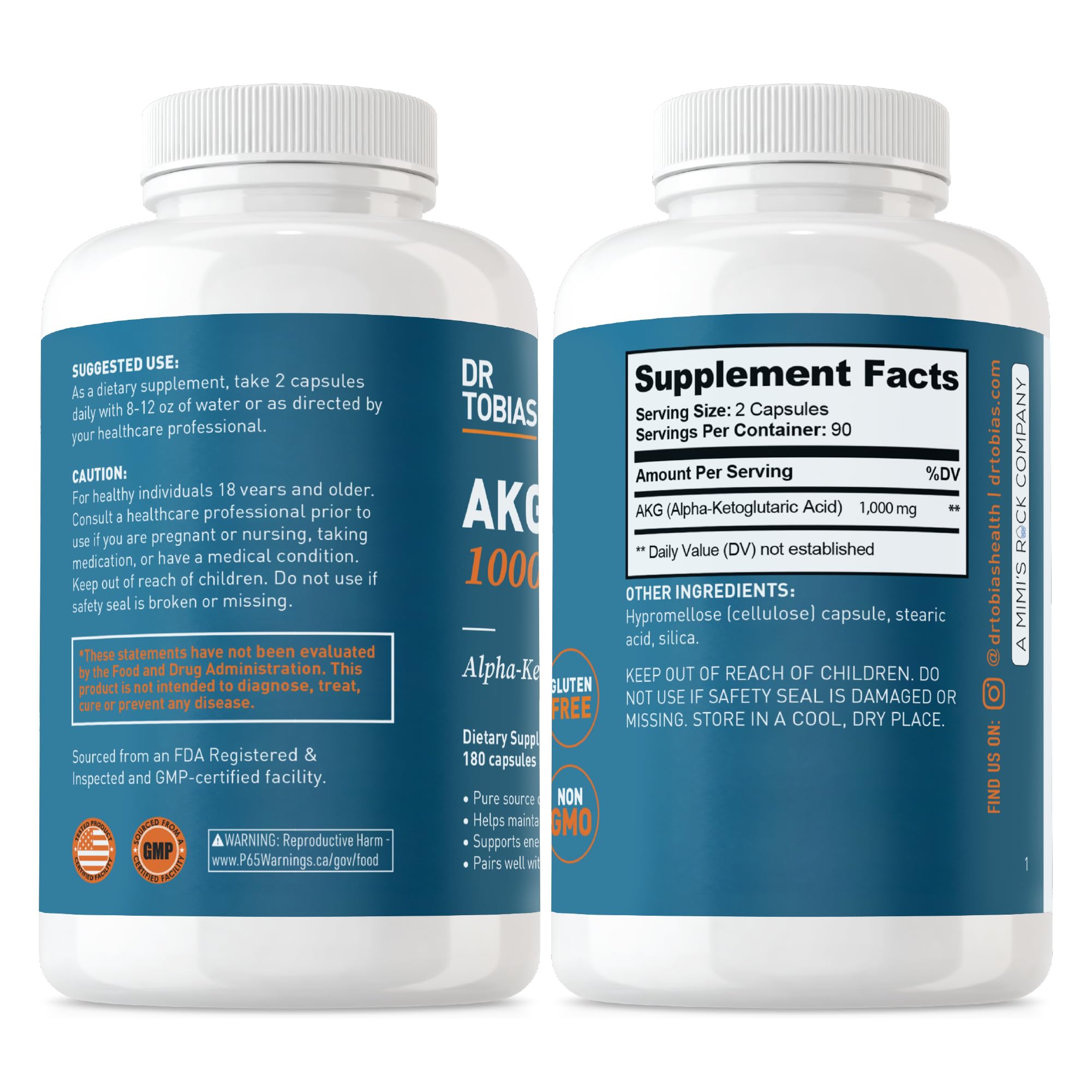 Dr. Tobias AKG Supplement & Joint Support Supplement - Supports Energy, Muscles, Cartilage & Joint Health, Non-GMO - TrustMedUSA