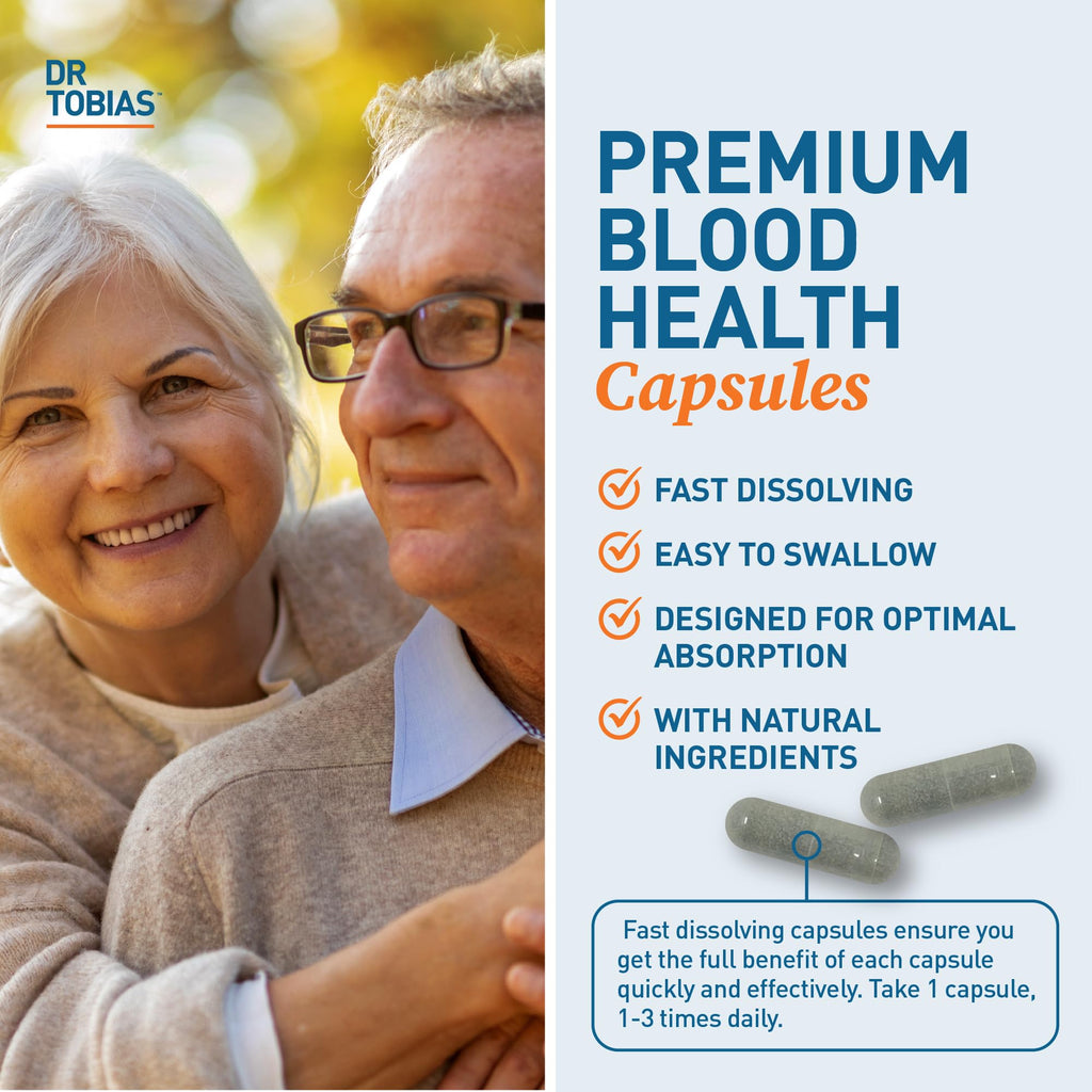 Dr. Tobias Blood Pressure Support Supplement with Hawthorn, Hibiscus Flower, Olive Leaf & Garlic, Supports Normal Circulatory Health with Vitamins C, B6, B12, Niacin, Folate & Herbs, 90 Capsules - TrustMedUSA