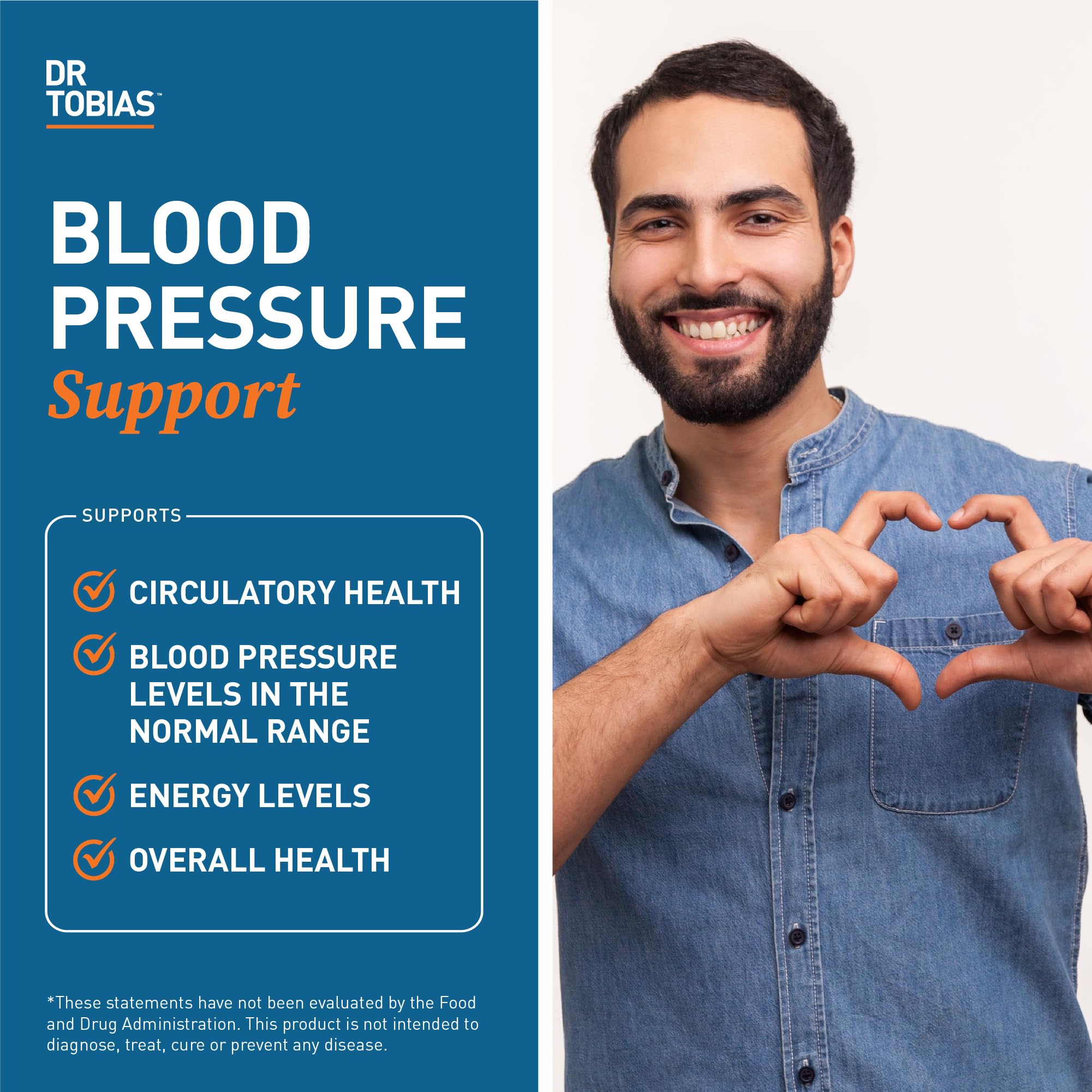 Dr. Tobias Blood Pressure Support Supplement with Hawthorn, Hibiscus Flower, Olive Leaf & Garlic, Supports Normal Circulatory Health with Vitamins C, B6, B12, Niacin, Folate & Herbs, 90 Capsules - TrustMedUSA