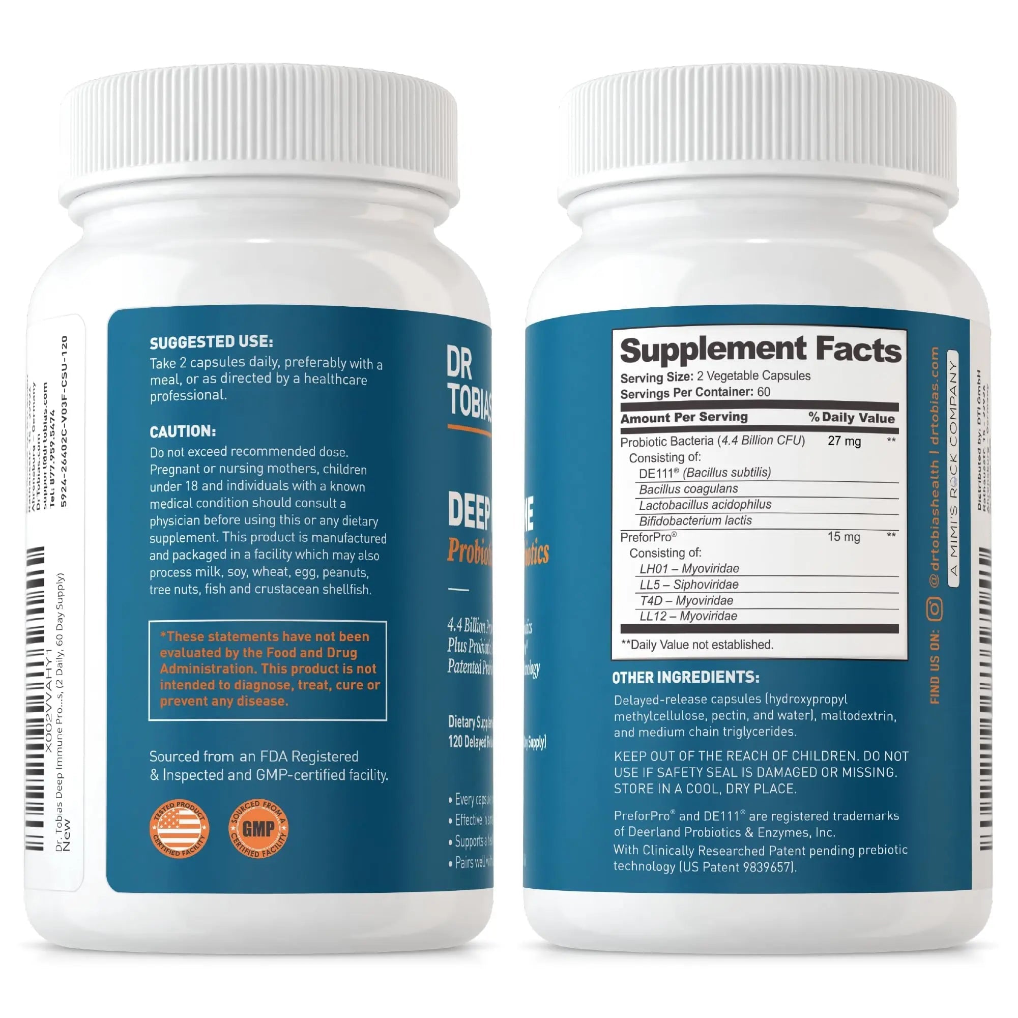 Dr. Tobias Deep Immune Probiotics & Prebiotics, 4.4 Billion CFU Probiotics for Women - TrustMedUSA