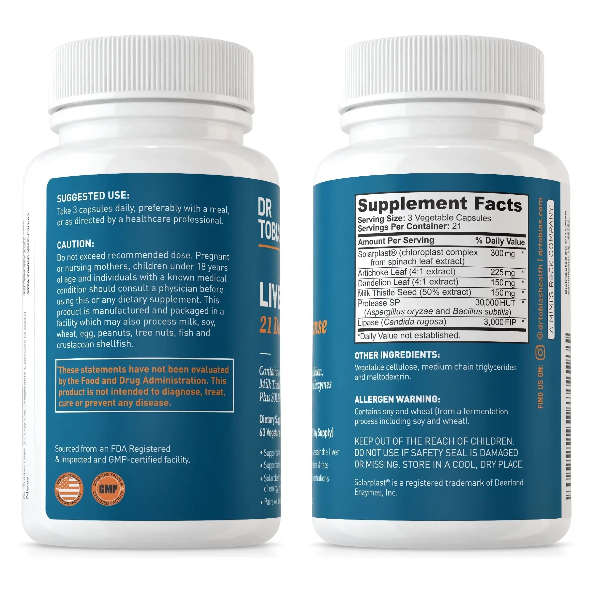 Dr. Tobias Liver 21 Day Cleanse, Herbal Liver Detox Cleanse with Solarplast, Artichoke - TrustMedUSA