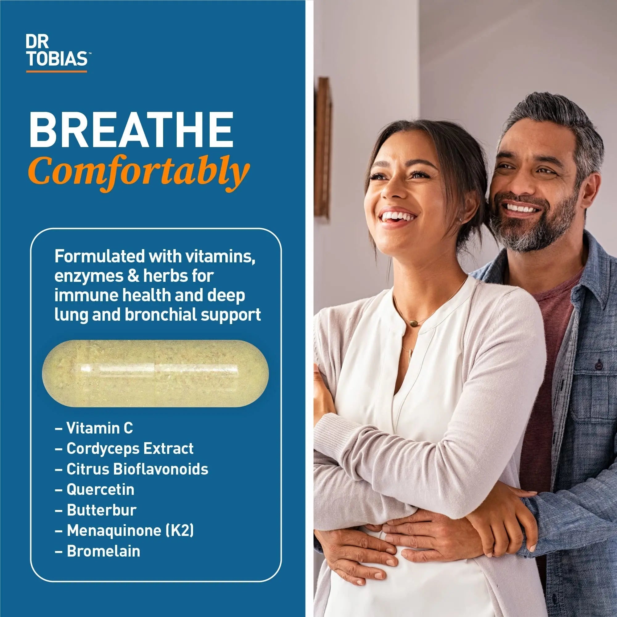 Dr. Tobias Lung Health and Oregano & Caprylic Acid Blend, Supports Lung Cleanse & Detox, Intestinal Health, Immune Support with Prebiotics & Herbs for Women & Men - TrustMedUSA