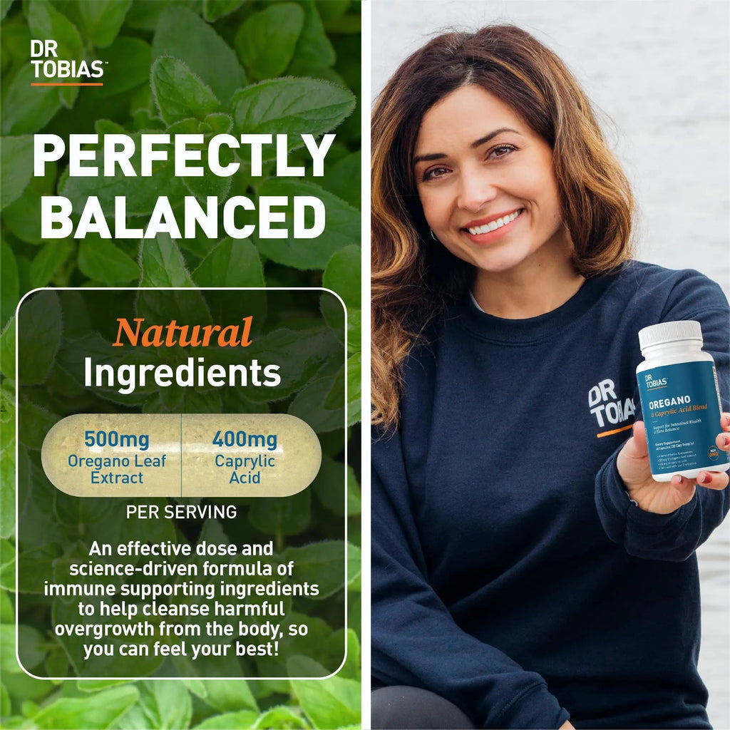 Dr. Tobias Lung Health and Oregano & Caprylic Acid Blend, Supports Lung Cleanse & Detox, Intestinal Health, Immune Support with Prebiotics & Herbs for Women & Men - TrustMedUSA