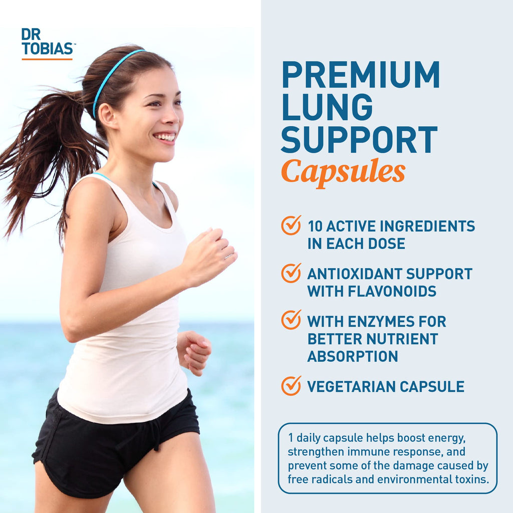 Dr. Tobias Lung Health - Lung Support Supplement with Vitamin C, Butterbur, Quercetin & Bromelain | Lung Cleanse & Detox Formula for Bronchial & Respiratory System Non-GMO (60 Capsules, 60 Servings) - TrustMedUSA