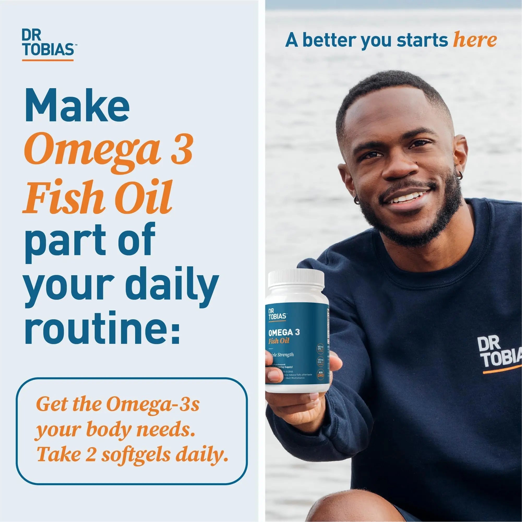 Dr. Tobias Omega 3 Fish Oil, 800 mg EPA 600 DHA Supplement for Heart, Brain & Immune - TrustMedUSA