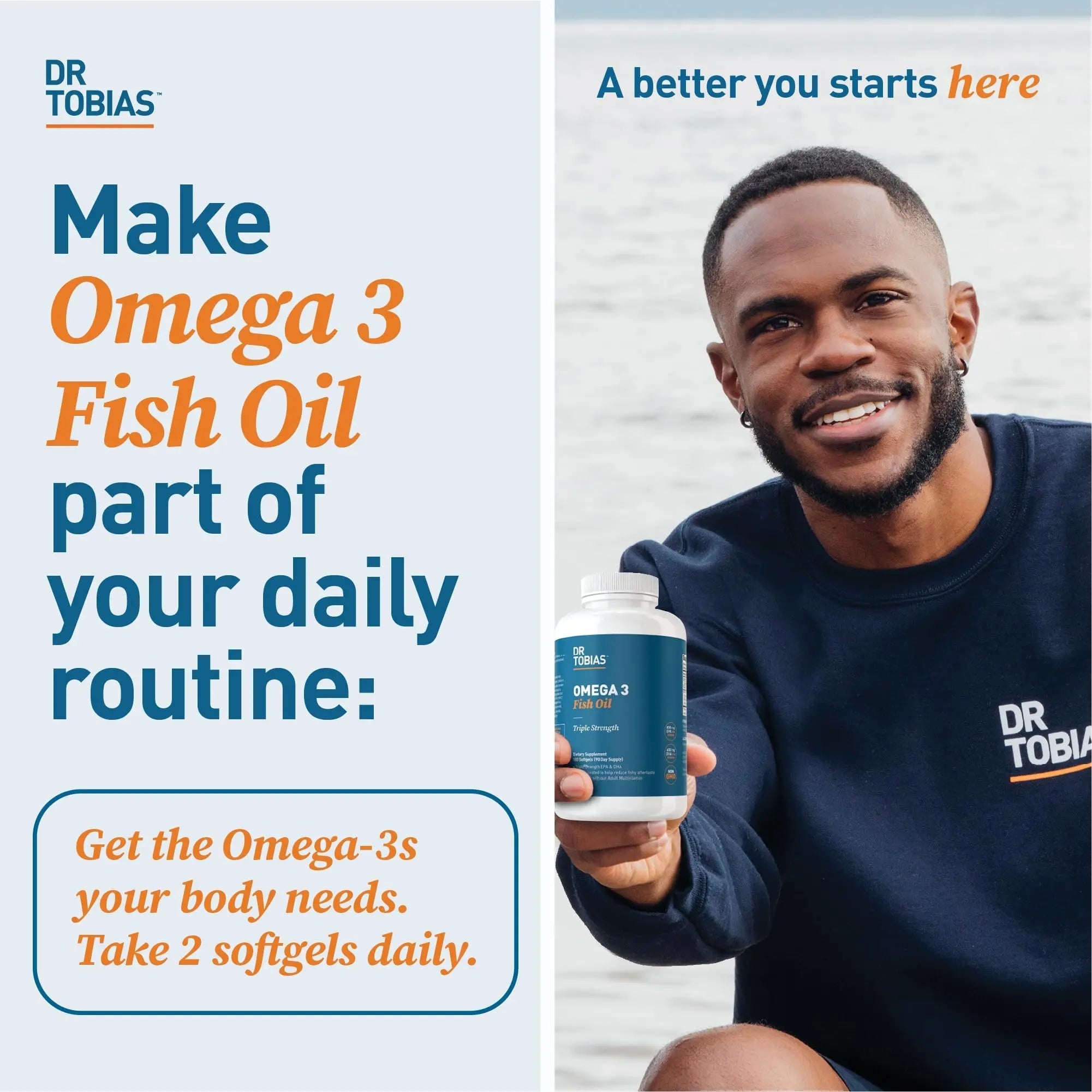Dr. Tobias Omega 3 Fish Oil, 800 mg EPA 600 mg DHA Omega 3 Supplement for Heart - TrustMedUSA