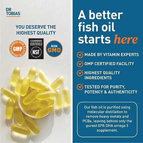 Dr. Tobias Omega-3 Fish Oil, Triple Strength, Supports Brain & Heart Health, 2000 mg - TrustMedUSA