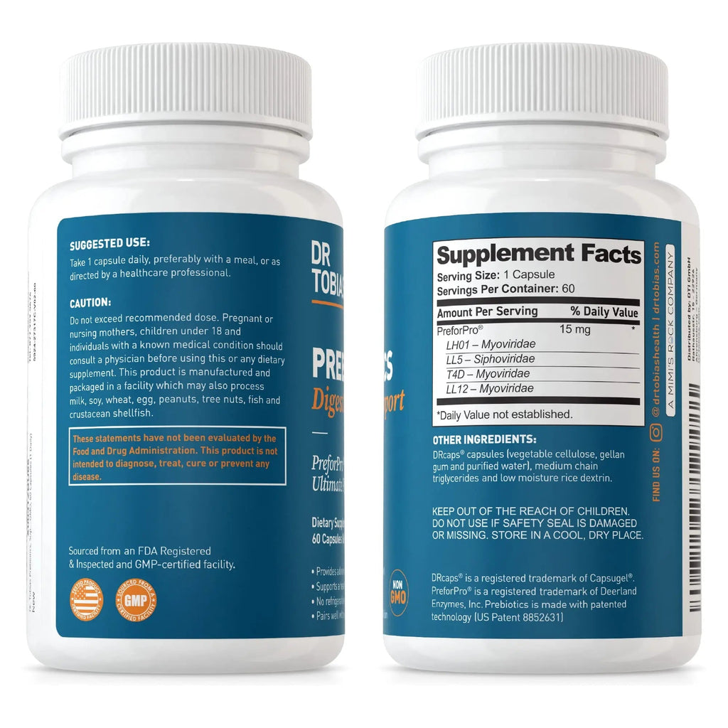 Dr. Tobias Prebiotics, Supports Digestion & Gut Health, Feed Good Probiotic Bacteria - TrustMedUSA