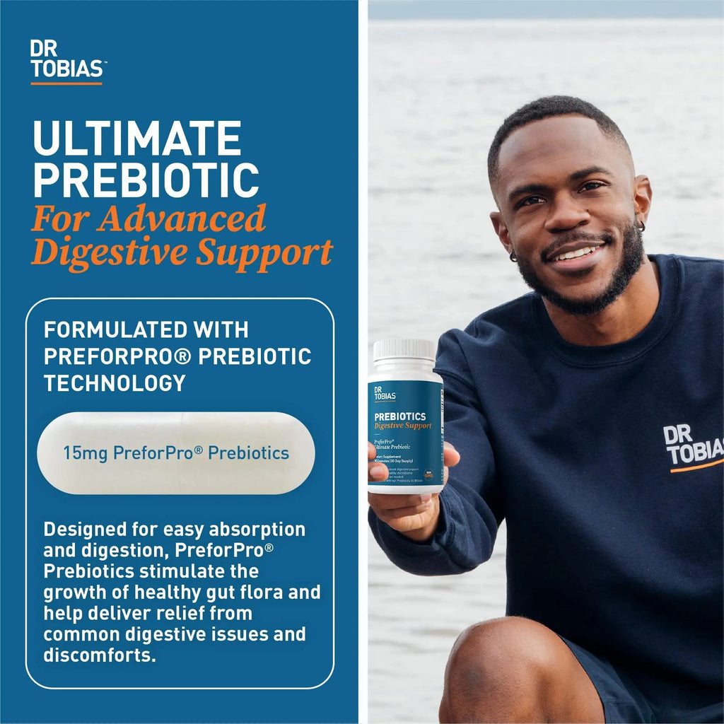 Dr. Tobias Prebiotics, Supports Digestion & Gut Health, Feed Good Probiotic Bacteria, Boost Gut Immune Function, Vegan & Non-GMO Gut Health Supplements for Men and Women - TrustMedUSA