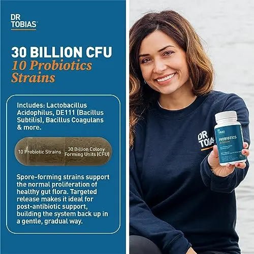 Dr. Tobias Probiotics 30 Billion, 10 Strains, 30 Billion CFU's, Targeted Release Probiotics - TrustMedUSA