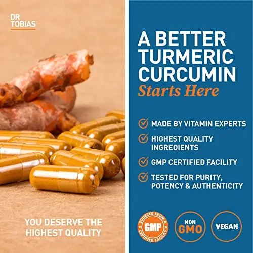 Dr. Tobias Turmeric Curcumin Supplement with BioPerine & Black Pepper, Extra Strength - TrustMedUSA