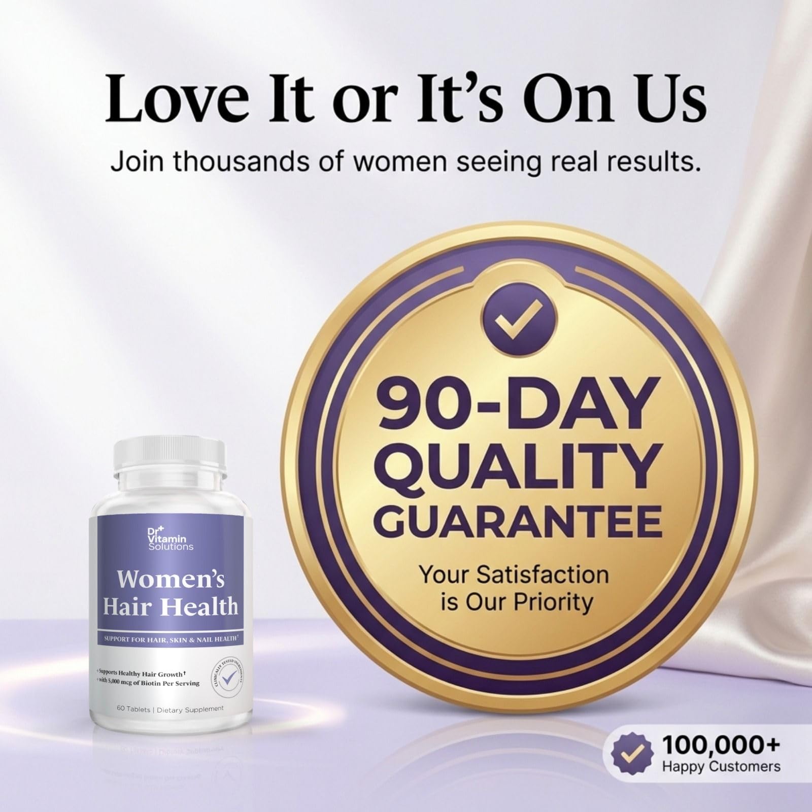 Dr Vitamin Women's Hair Health - Hair, Skin & Nails Support with Biotin & Collagen - 60 Tablets - TrustMedUSA