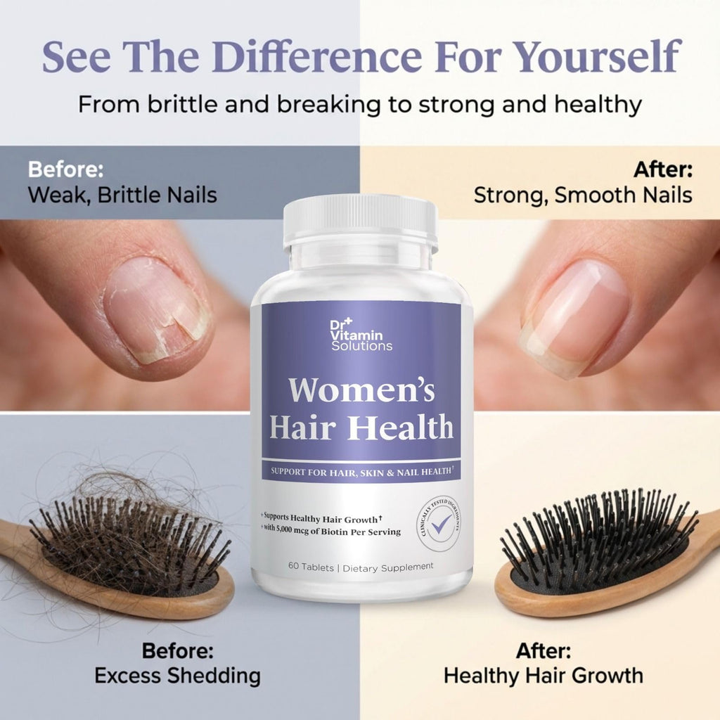 Dr Vitamin Women's Hair Health - Hair, Skin & Nails Support with Biotin & Collagen - 60 Tablets - TrustMedUSA