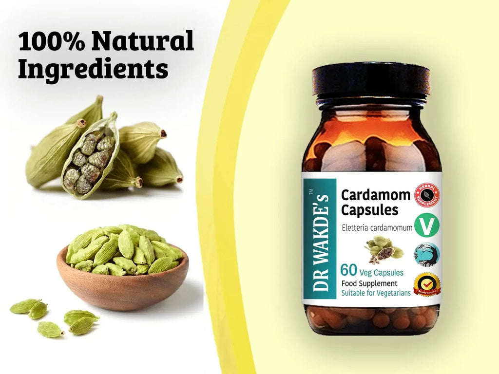 DR WAKDE'S Cardamom Capsules (60 Veg Caps, Plant-Based Supplement, Ayurvedic Herb, All Natural, Vegan) - TrustMedUSA
