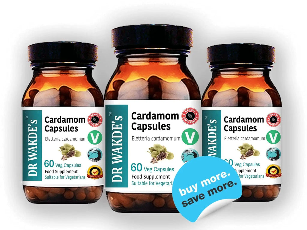DR WAKDE'S Cardamom Capsules (60 Veg Caps, Plant-Based Supplement, Ayurvedic Herb, All Natural, Vegan) - TrustMedUSA