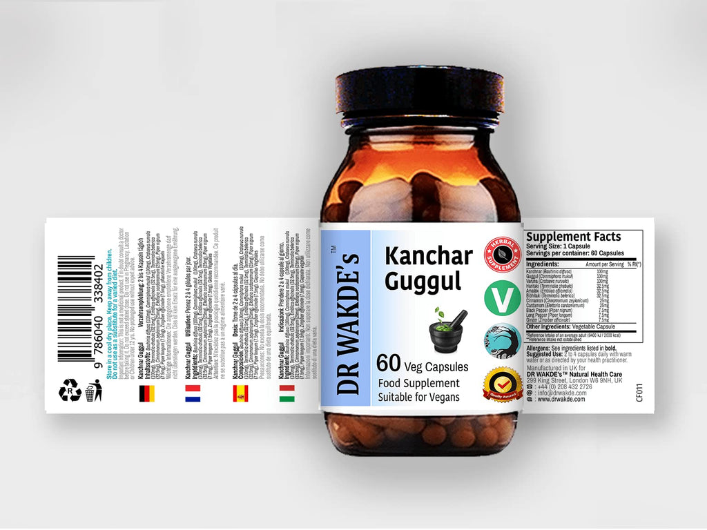 DR WAKDE's Kanchnar Guggul (60 Veg Caps, Ayurvedic Supplement, Vegan, Herbal, Natural, Made in the UK) - TrustMedUSA