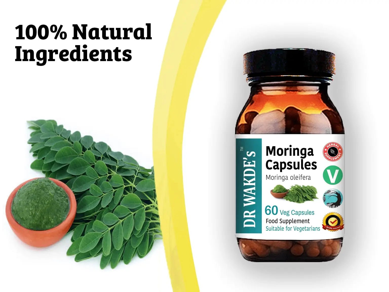 DR WAKDE'S Moringa Capsules (Moringa oleifera, 60 Veg Caps, Plant-Based Supplement, Ayurvedic Herb, All Natural, Vegan) - TrustMedUSA