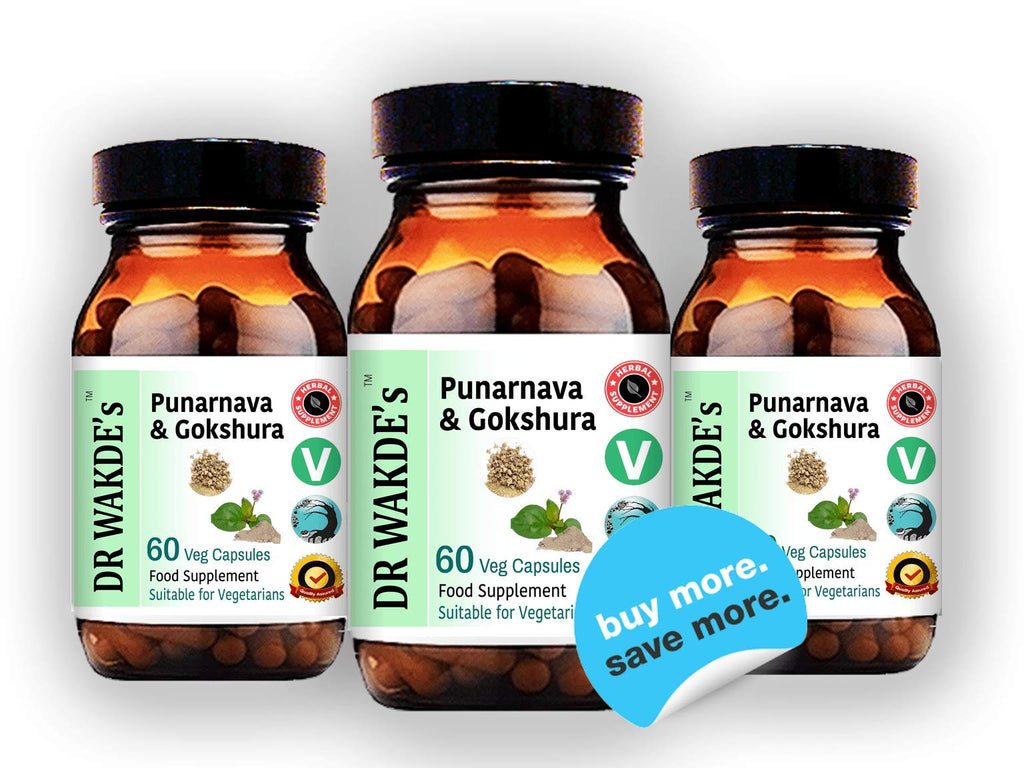 DR WAKDE's Punarnava & Gokshura Capsules (60 Veg Caps, Promotes Healthy Urinary Flush, Ayurvedic Supplement, Vegan, Herbal, All Natural, Made in UK) - TrustMedUSA