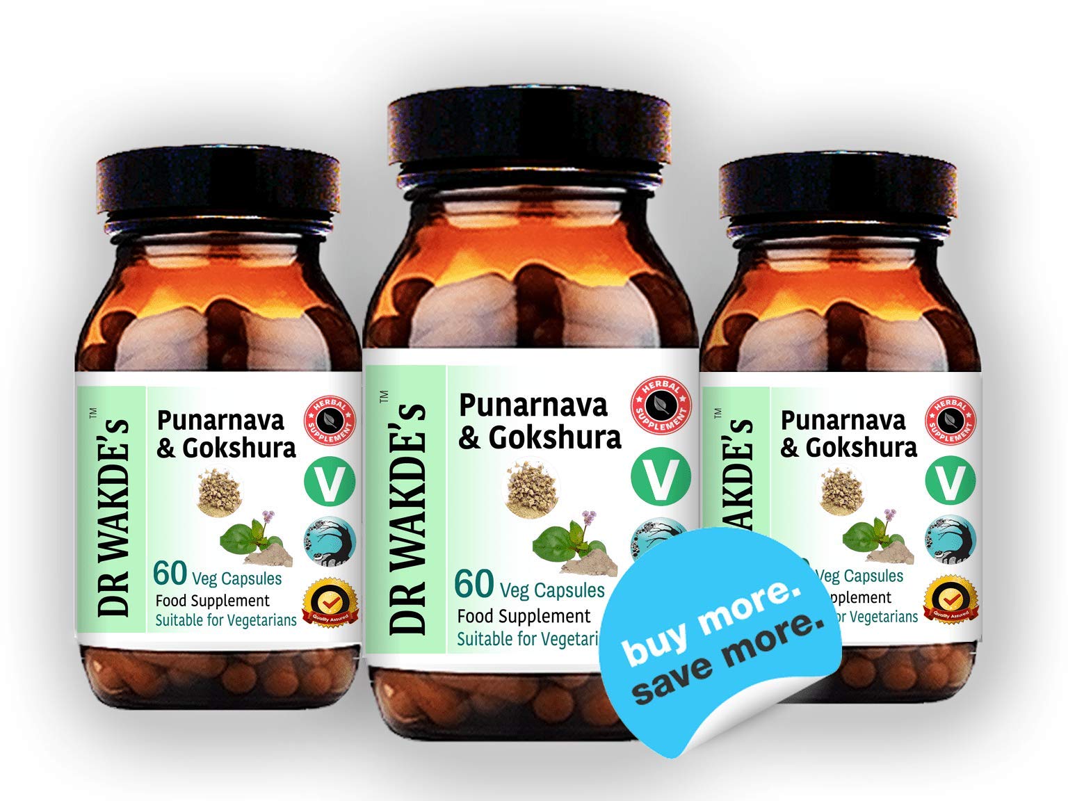 DR WAKDE's Punarnava & Gokshura Capsules (60 Veg Caps, Promotes Healthy Urinary Flush, Ayurvedic Supplement, Vegan, Herbal, All Natural, Made in UK) - TrustMedUSA