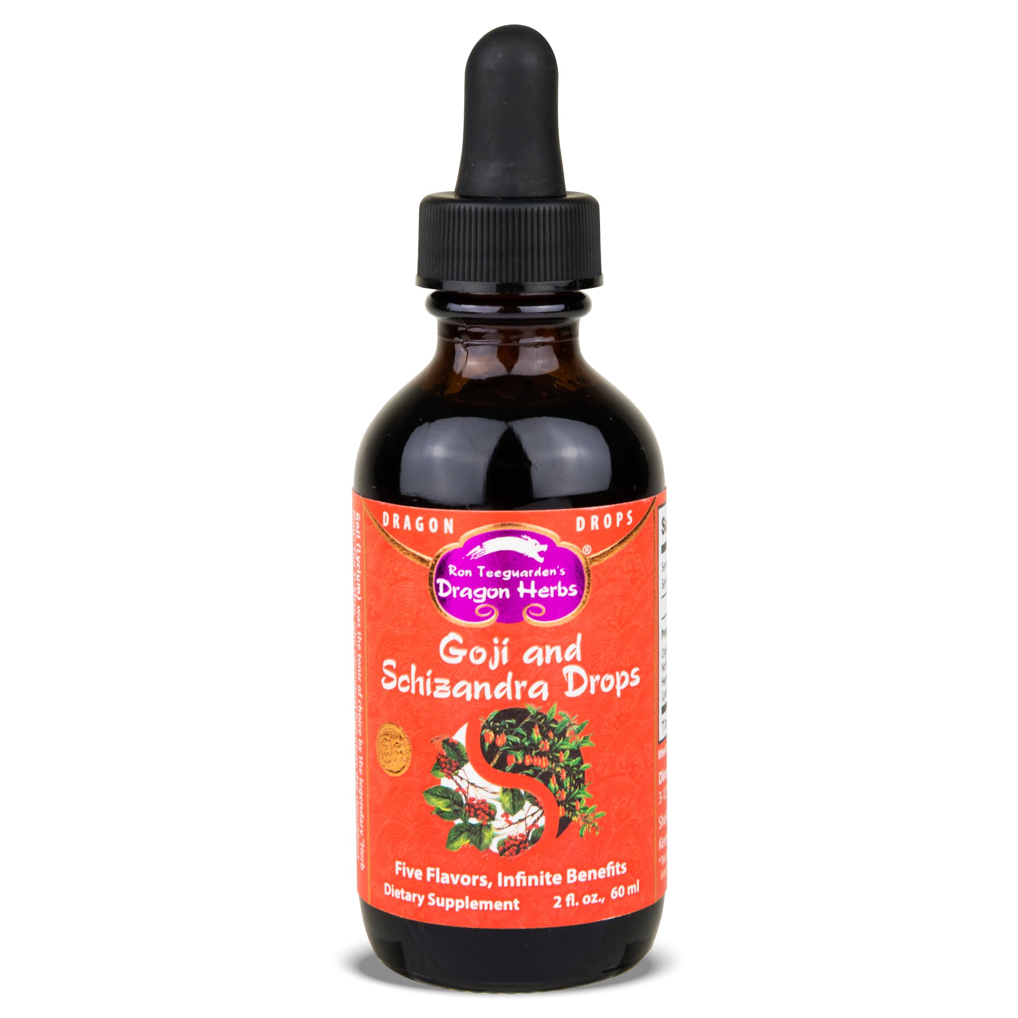 Dragon Herbs Goji Berry & Schizandra Drops • Triple Extractions • for Eye, Skin, Lung & Healthy Aging Support, Beauty Tonic • Super Potency • Fast Acting • 2 fl oz, 60 mL • Tincture Supplement - TrustMedUSA