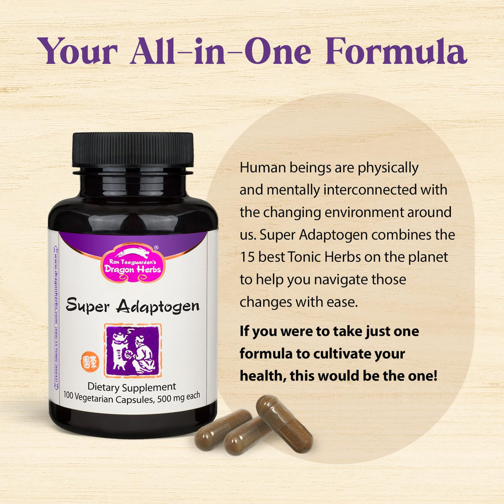 Dragon Herbs Super Adaptogen | All Natural Supplement to Support Well-Being, Mood, Immune Function, Strong Adaptive Response | All Natural Ingredients, Non-GMO (100 Capsules, 500 mg Per Capsule)” - TrustMedUSA