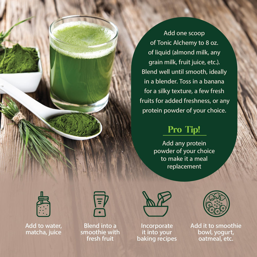 Dragon Herbs Tonic Alchemy Superfood Greens Powder with 91 Ingredients: Tonic Herbs, Ashwagandha, Mushrooms, Probiotics, Super Greens, Seaweeds, Fruits, Vegetables, Spirulina - 30 Servings - TrustMedUSA