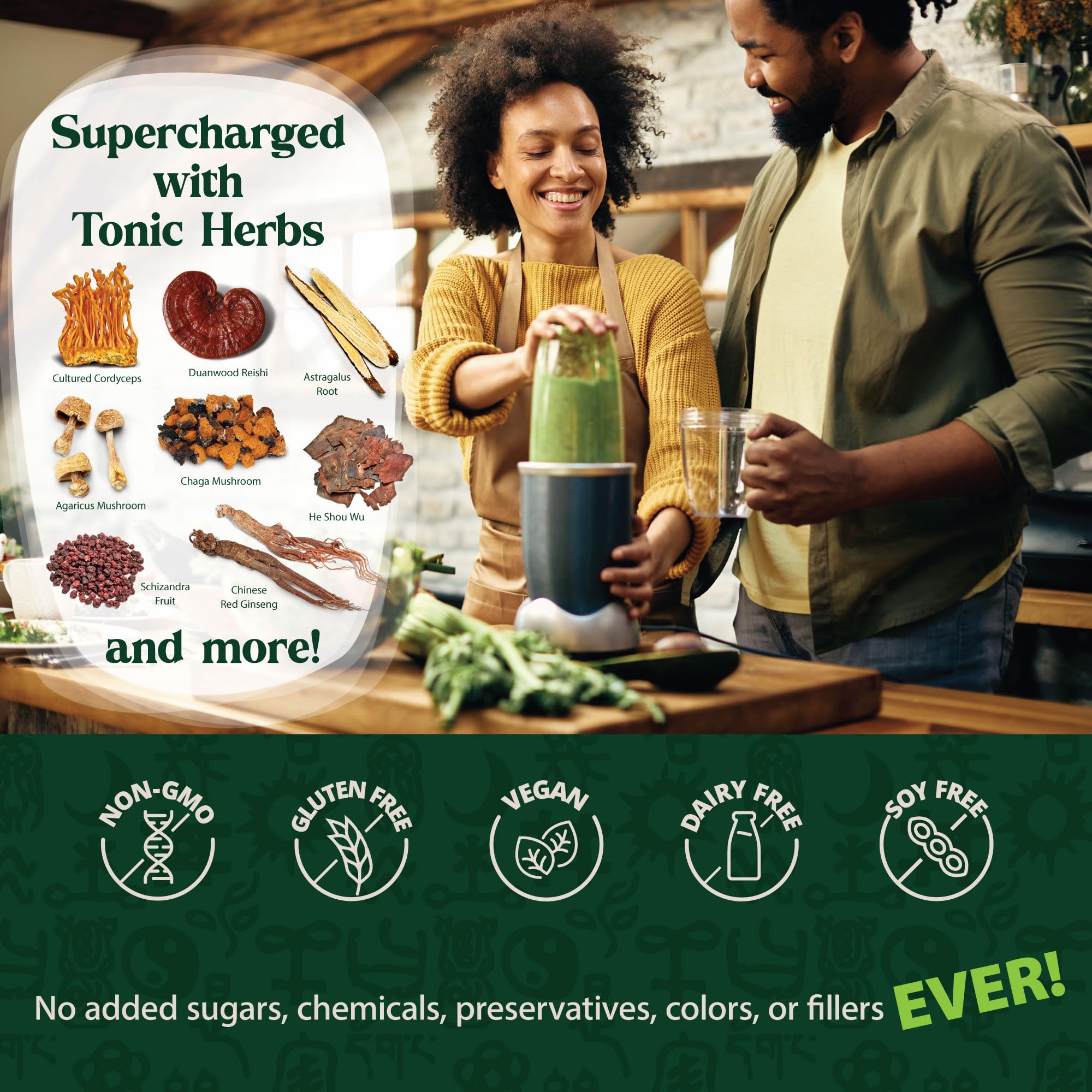 Dragon Herbs Tonic Alchemy Superfood Greens Powder with 91 Ingredients: Tonic Herbs, Ashwagandha, Mushrooms, Probiotics, Super Greens, Seaweeds, Fruits, Vegetables, Spirulina - 30 Servings - TrustMedUSA