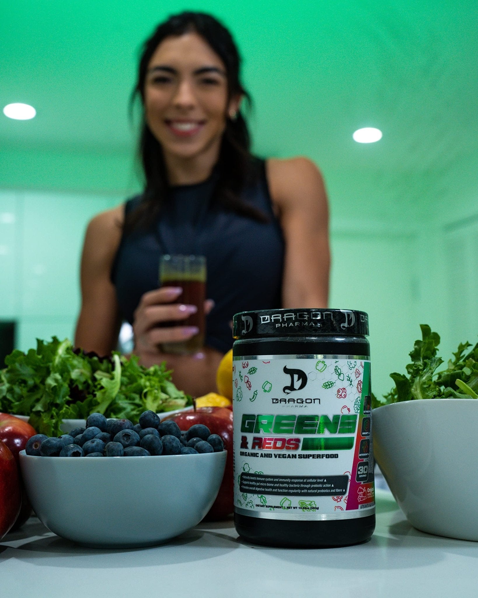 DRAGON PHARMA Greens and Reds, Over 23 Nutritious Superfoods, Reds and Vegetables, Optimal Health and Wellness (30 Servings, Original) - TrustMedUSA