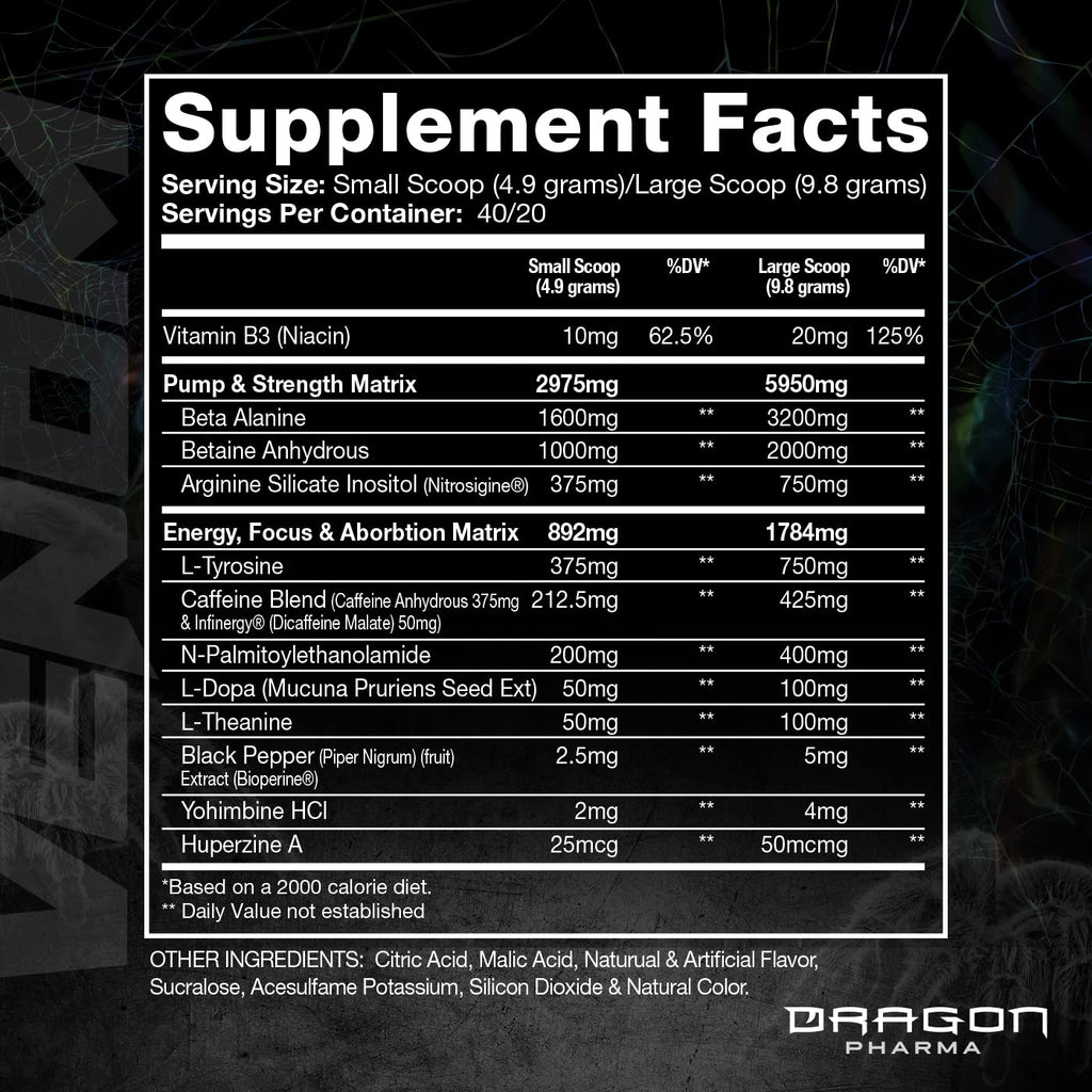 DRAGON PHARMA Venom Extreme Potency Pre-Workout, Laser Sharp Focus + Energy - TrustMedUSA