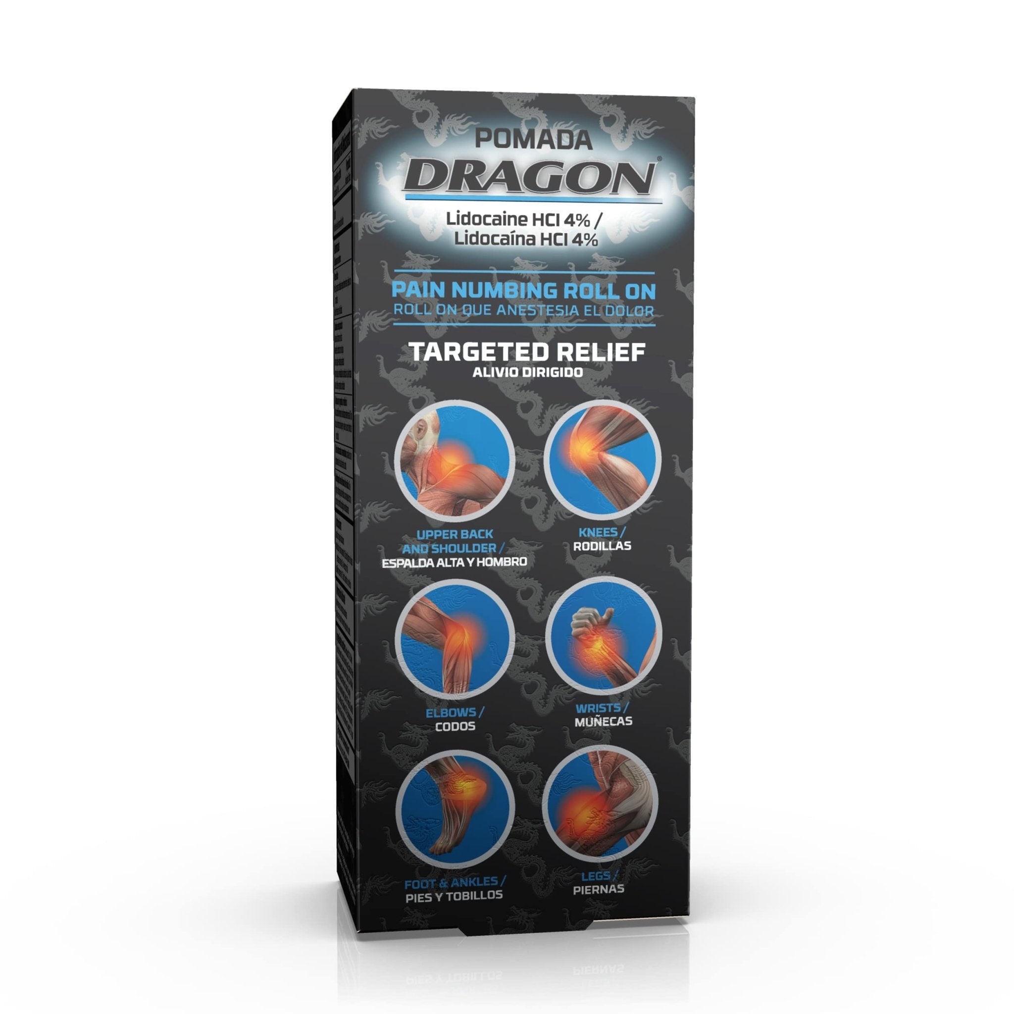 Dragon - POMADA, Maximum Strength- Pain Numbing & Long Lasting Pain Relief No Mess Applicator with Lidocaine Roll On, 2.5 oz, Pack of 3 - TrustMedUSA