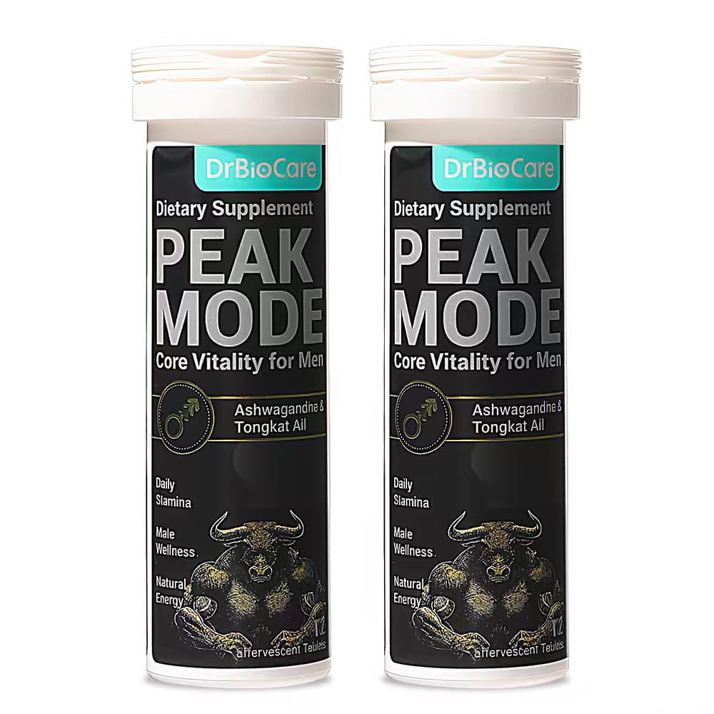 DrBioCare Peak Mode Core Vitality for Men 7-in-1 Effervescent Tablets | Tongkat Ali, Maca & L-Arginine，Ashwagandha, | Boost Stamina, Drive & Blood Flow for Good Performance | Berry Flavor 24 Tablets - TrustMedUSA