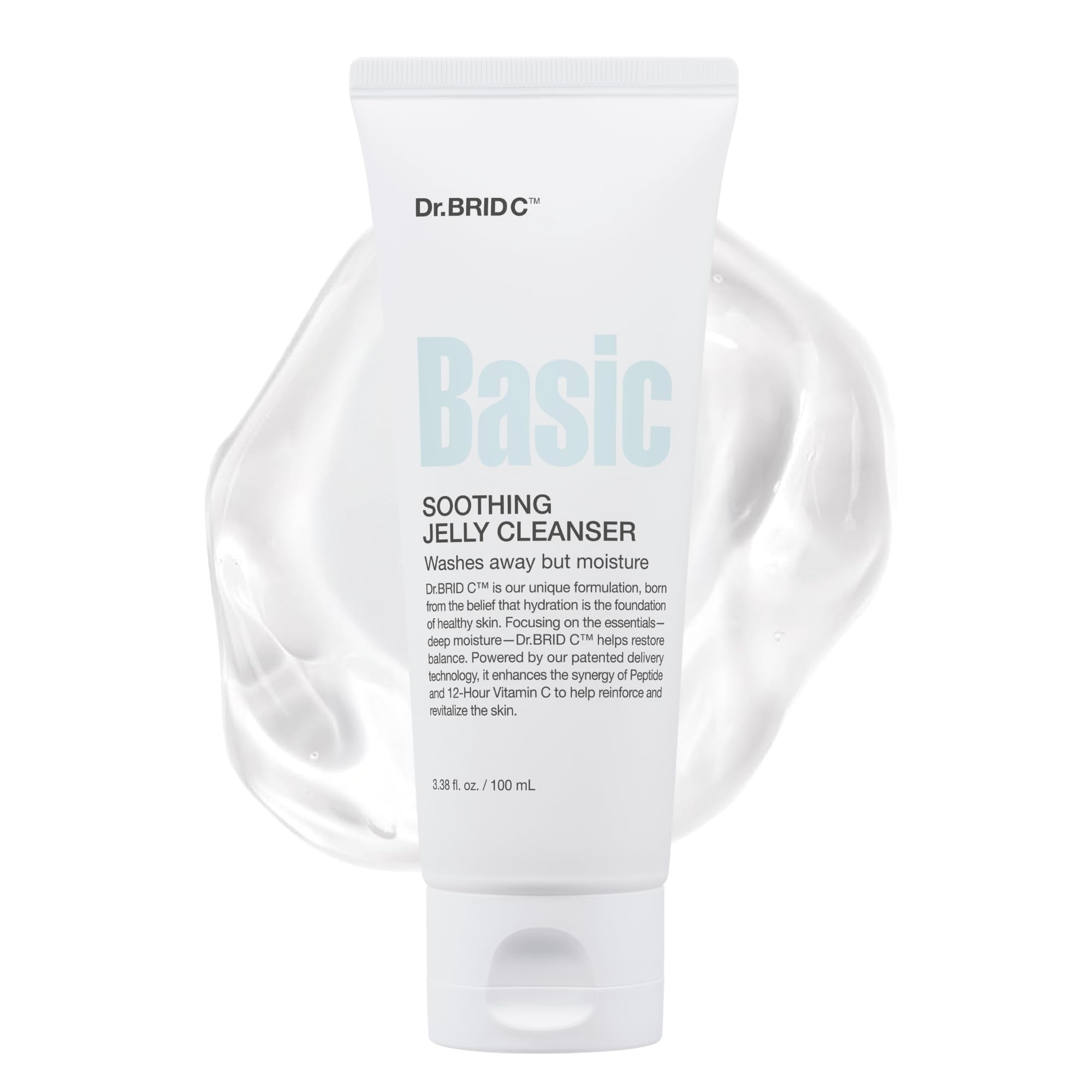 Dr.BRID C Soothing Jelly Cleanser - Amino Acid Face Wash with Peptides & Protease, Low-pH Pore Purifying & Texture Smoothing Facial Cleanser for Sensitive Skin, Fragrance-Free, 3.38 fl.oz. - Maple Wellness Supplements