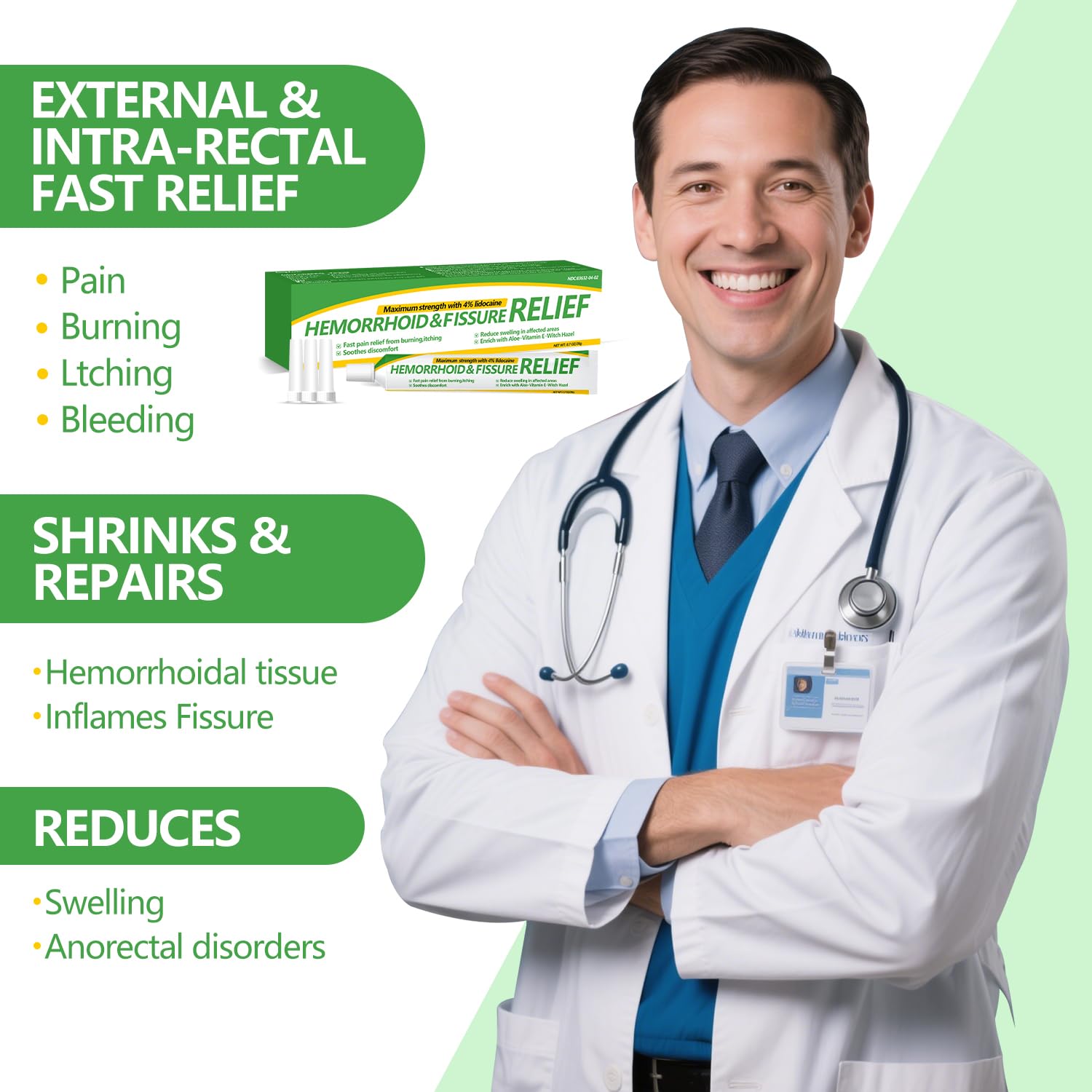 Dr.Goddyik Hemorrhoids and Fissure Relief Cream,Hemorrhoid Ointment for Hemorrhoid Treatment Fast Acting Relief of Pain, Swelling - TrustMedUSA