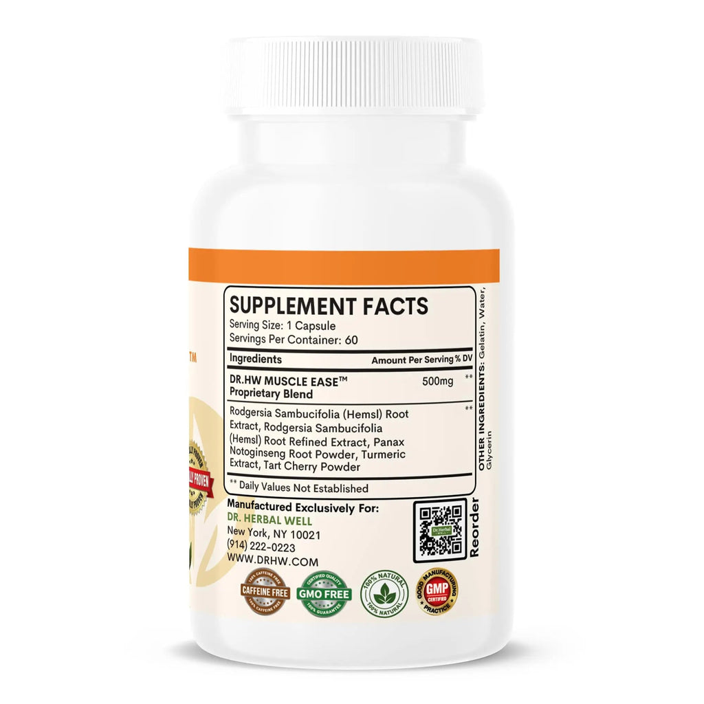 DR.HERBAL WELL Muscle Ease - Joint, Muscle & Nerve Support Fast Acting Relax Comfort Recovery Natural Herbal Supplement - (60 Capsules) MAX-Strength - TrustMedUSA