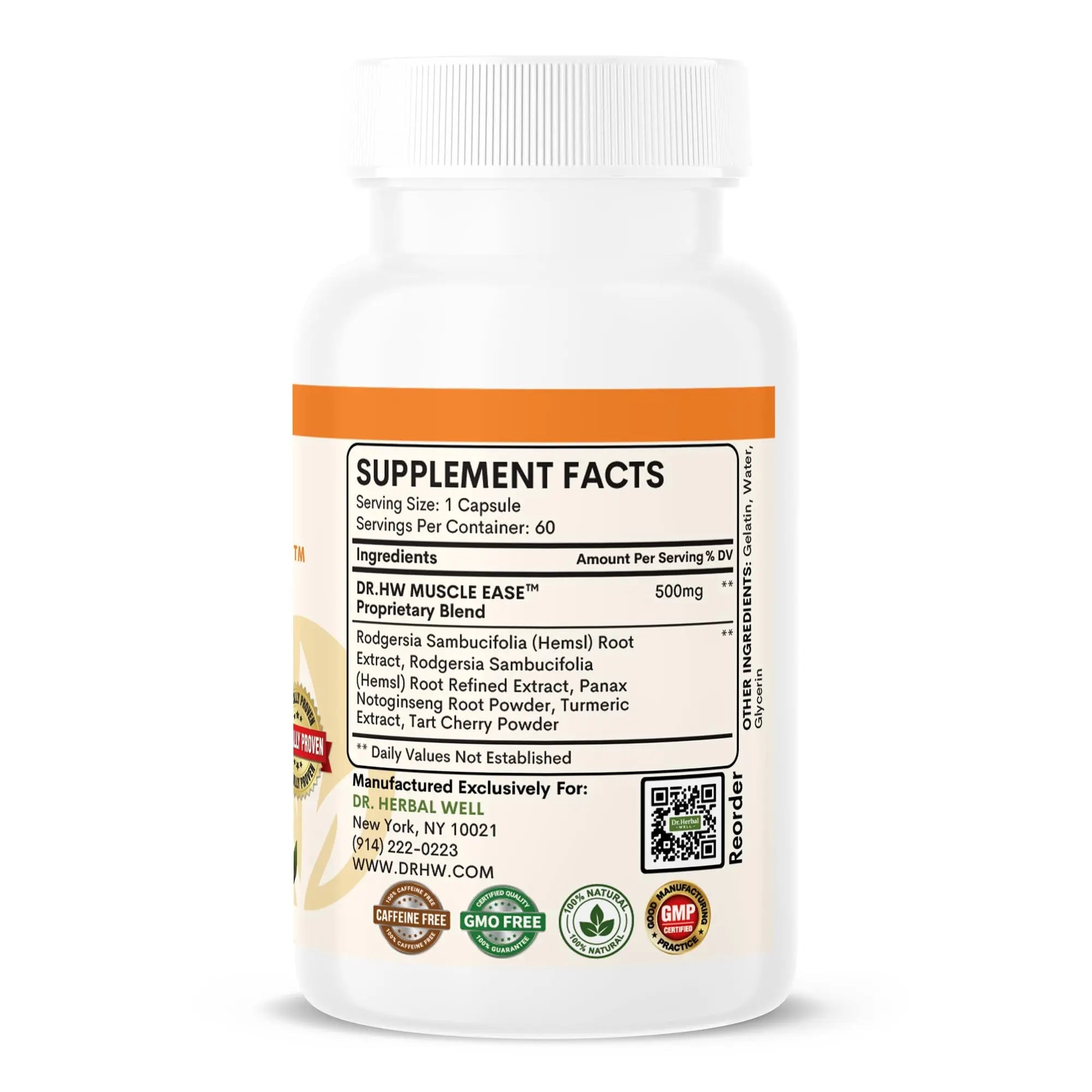 DR.HERBAL WELL Muscle Ease - Joint, Muscle & Nerve Support Fast Acting Relax Comfort Recovery Natural Herbal Supplement - (60 Capsules) MAX-Strength - TrustMedUSA