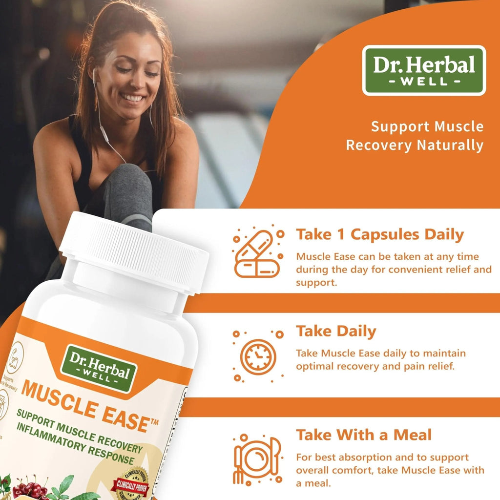 DR.HERBAL WELL Muscle Ease - Joint, Muscle & Nerve Support Fast Acting Relax Comfort Recovery Natural Herbal Supplement - (60 Capsules) MAX-Strength - TrustMedUSA