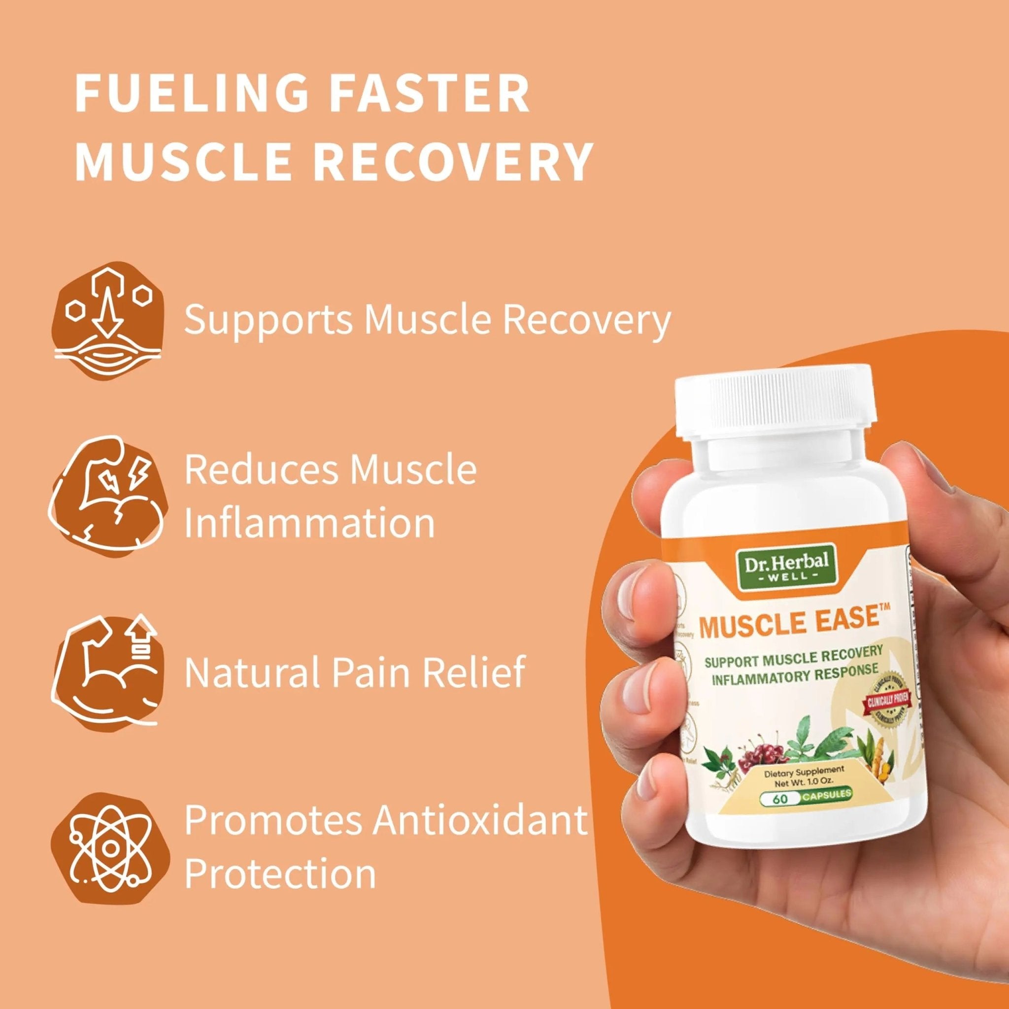 DR.HERBAL WELL Muscle Ease - Joint, Muscle & Nerve Support Fast Acting Relax Comfort Recovery Natural Herbal Supplement - (60 Capsules) MAX-Strength - TrustMedUSA