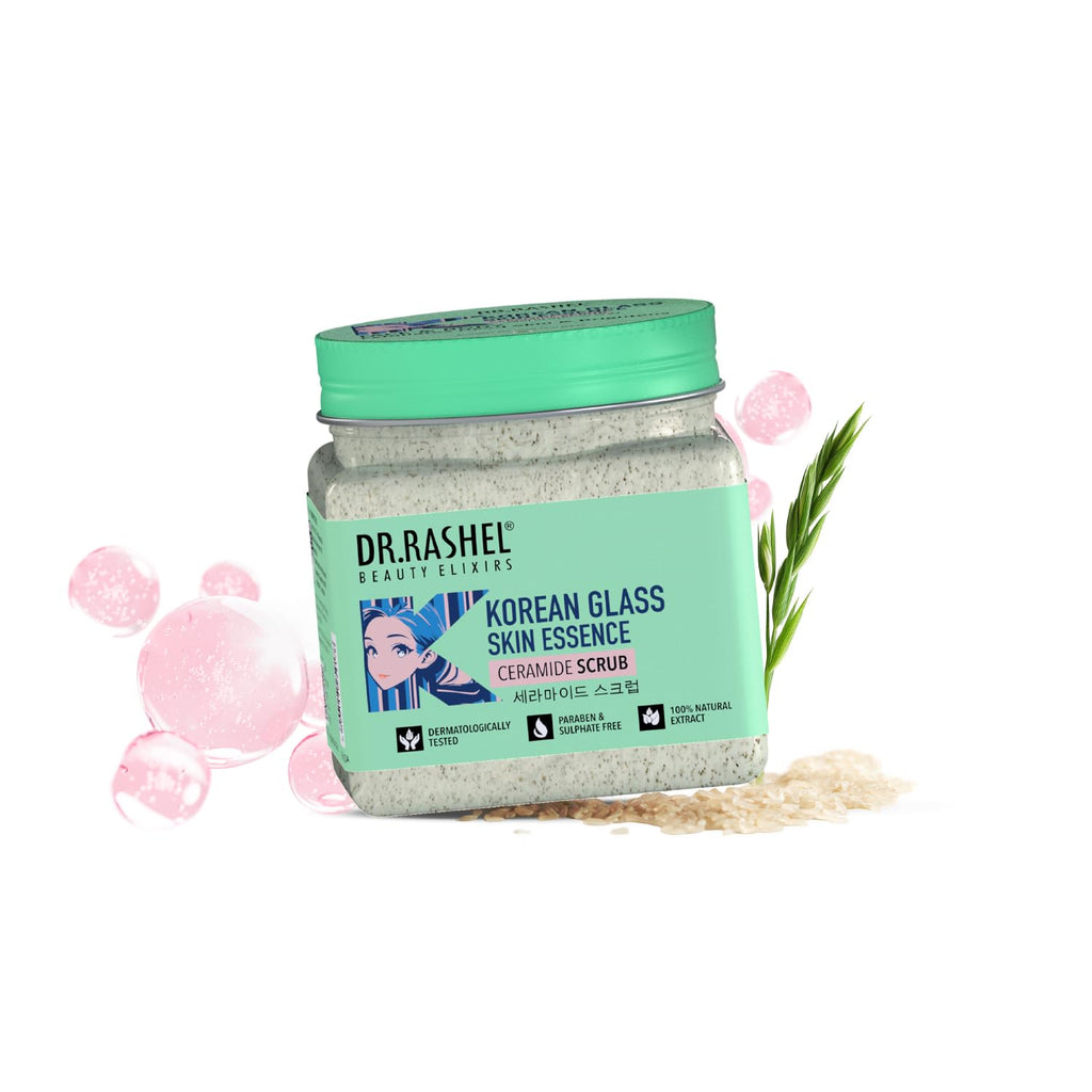 DR.RASHEL Korean Face & Body Scrub 12.84 Fl Oz With Rice Water & Ceramide For Glass skin Exfoliating Face Wash with Natural Extracts for Tan Removal, Blackhead Remover & Oil Control Cleanser - 380ml - Maple Wellness Supplements
