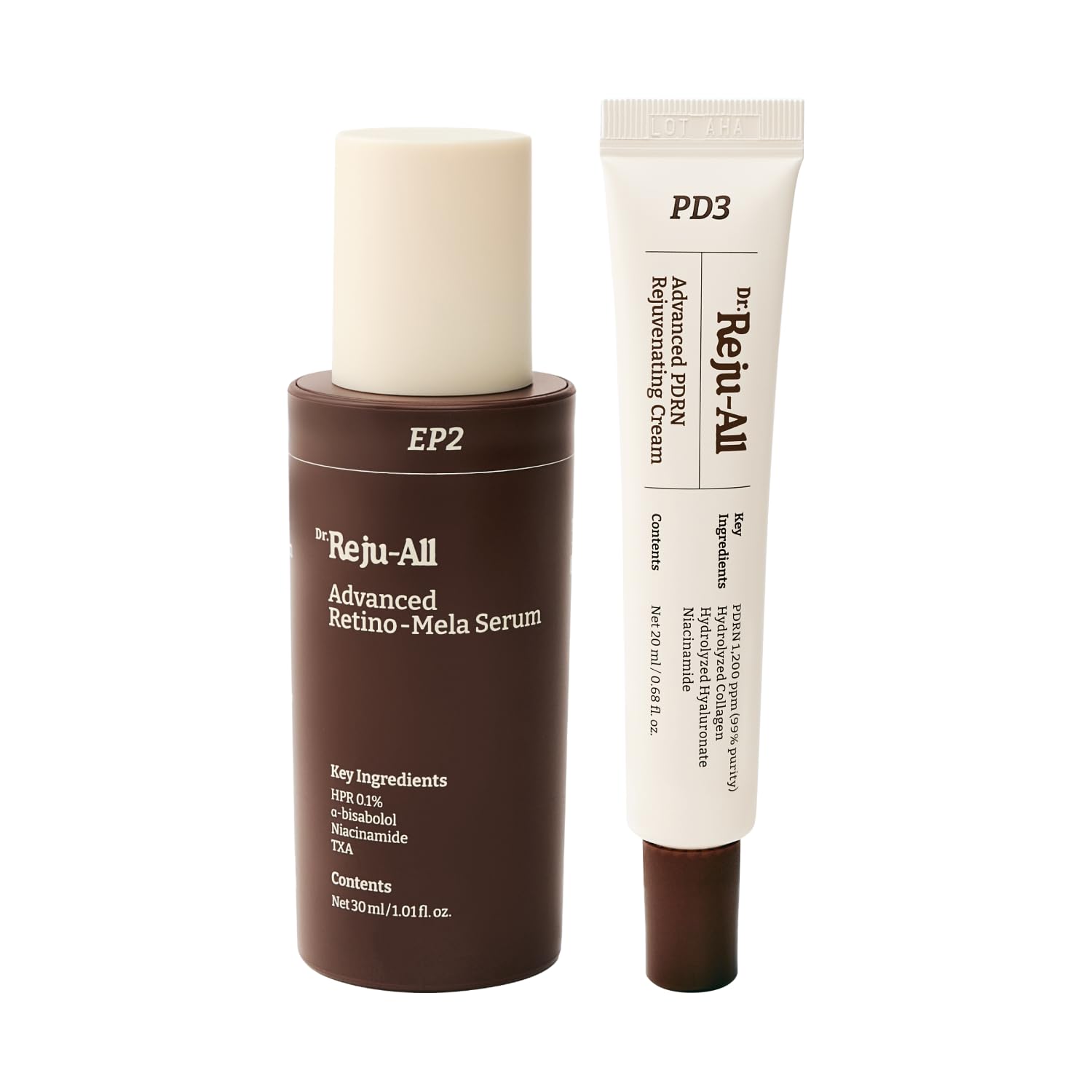 Dr.Reju-All Repair & Tone Duo: Advanced PDRN Rejuvenating Cream + Advanced Retino-Mela Serum - Face Moisturizer & Retinol Serum for Firming & Smooth Skin, Korean Pharmacy Anti-Aging Skin Care - Maple Wellness Supplements